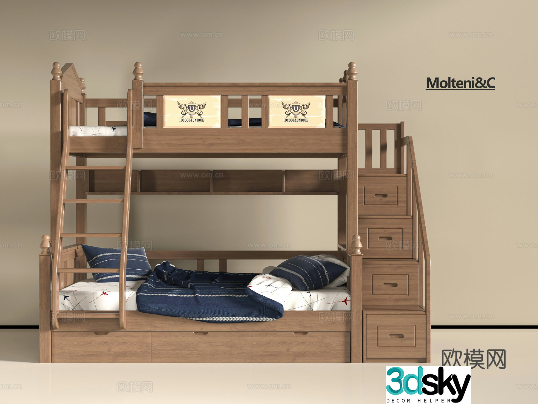 Modern solid wood 3D model