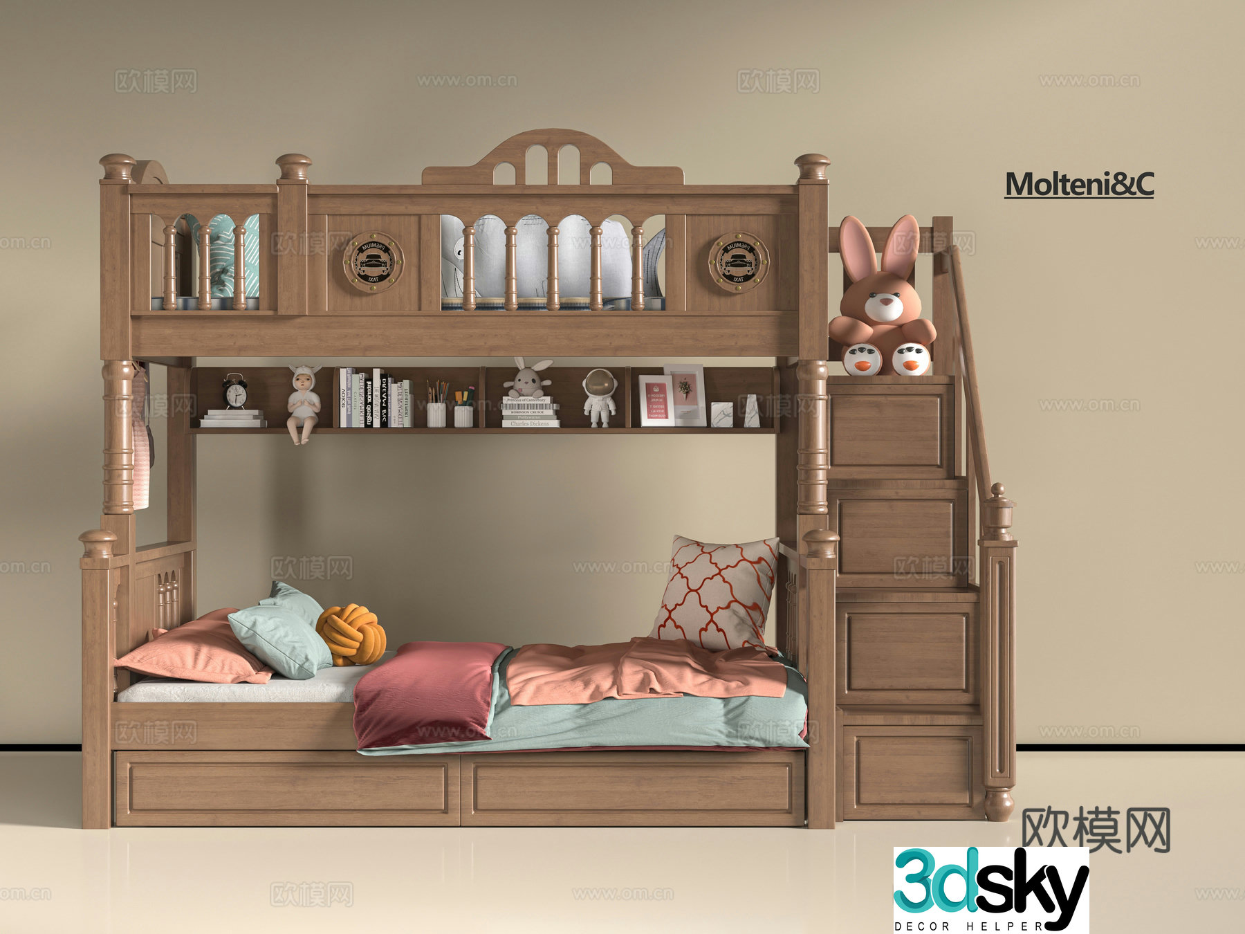 Modern solid wood 3D model