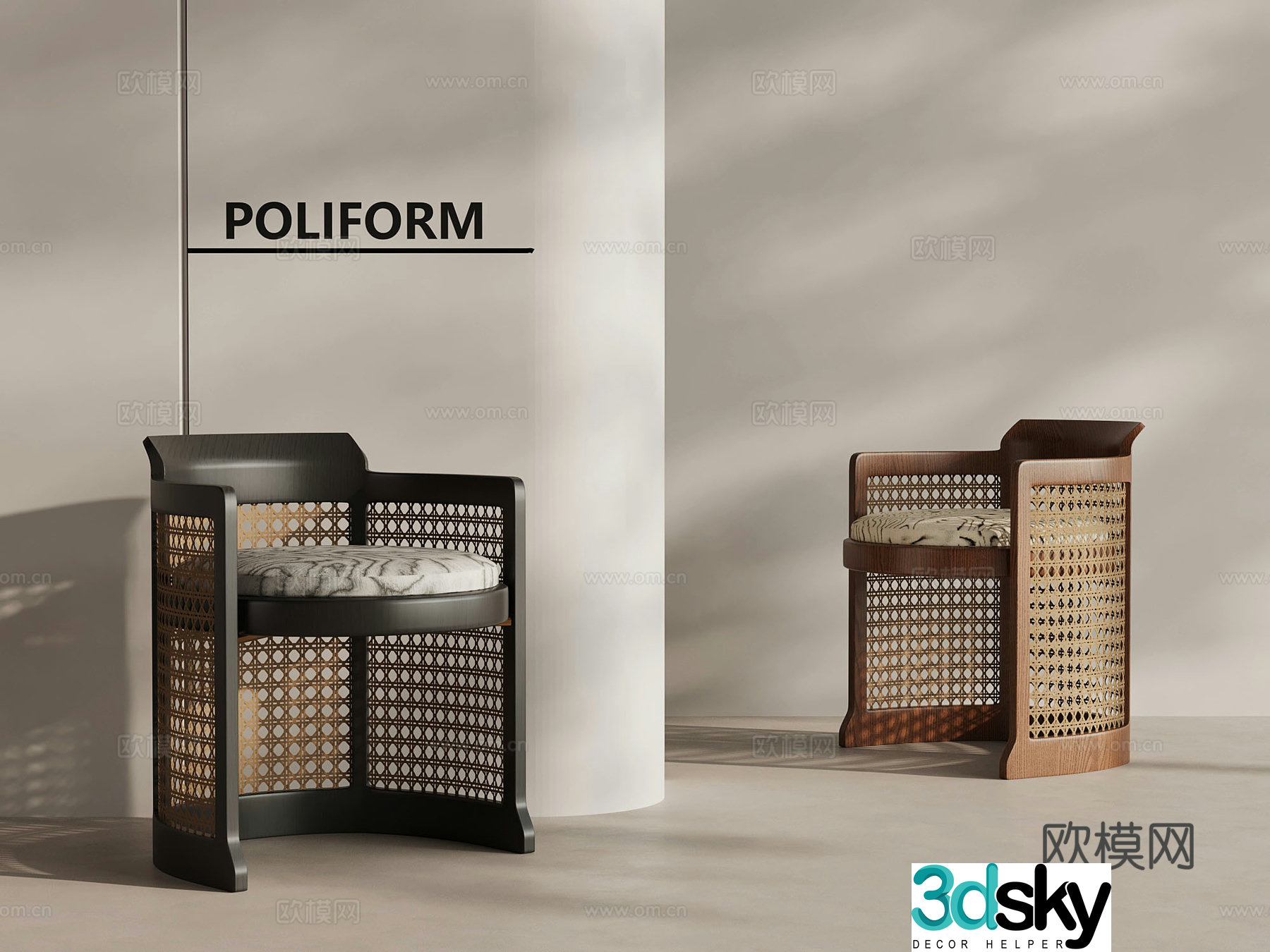 French classic leisure chair single chair rattan chair 3d model