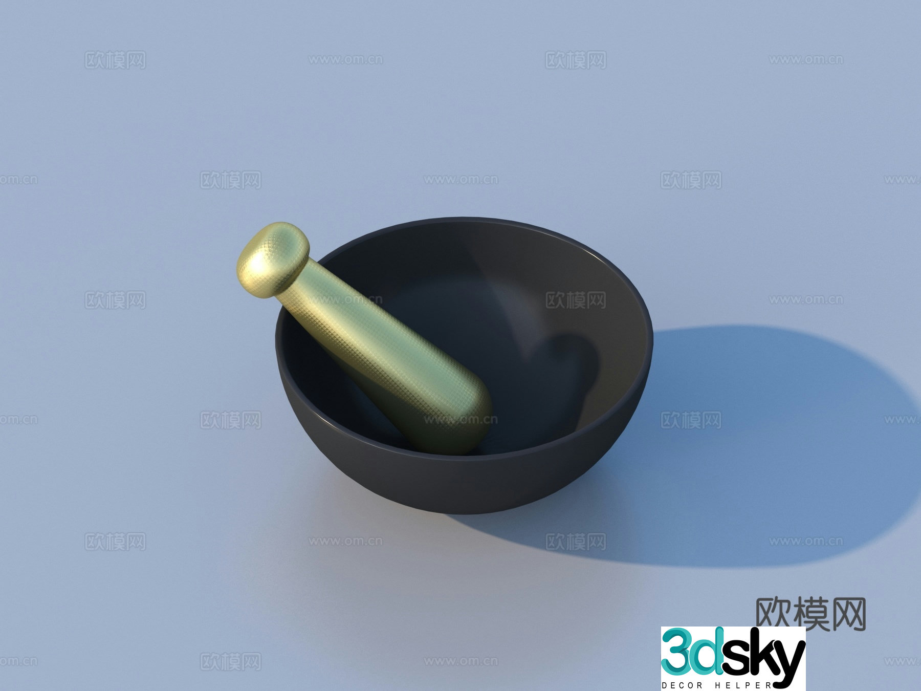 Grinding pot mortar pounding medicine pestle medicine pestle 3D model