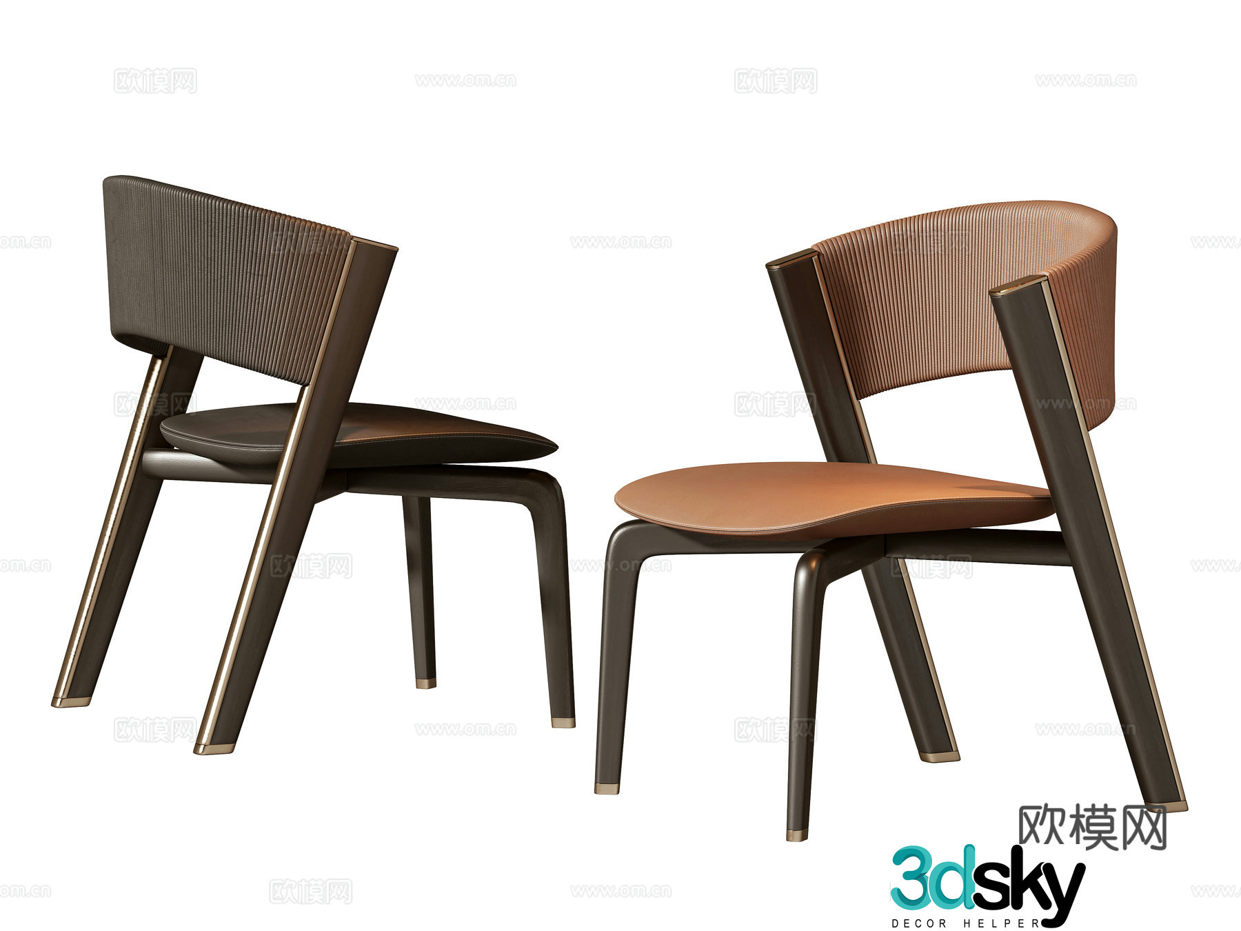 Modern single chair dining chair 3d model