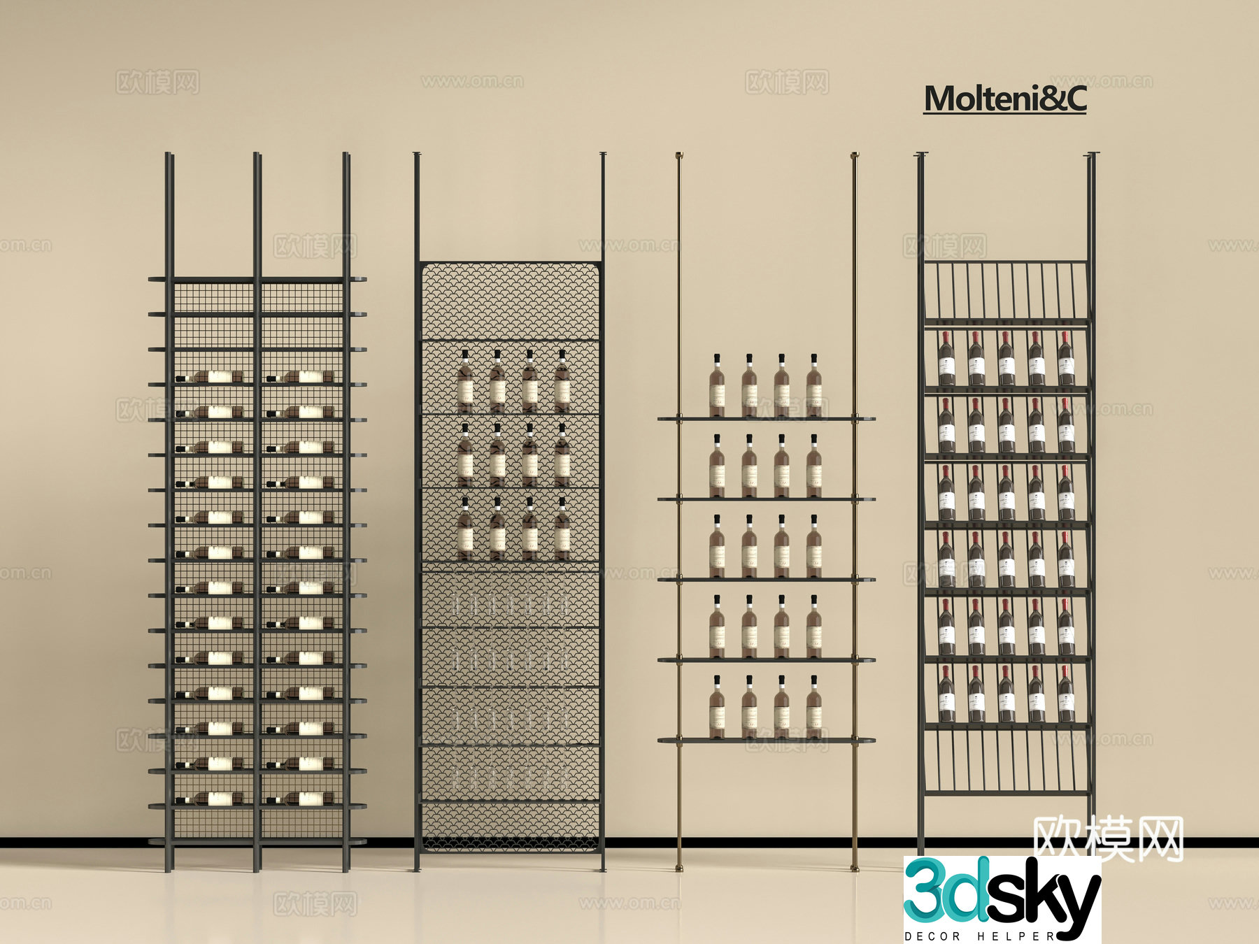 Modern wine rack partition 3d model