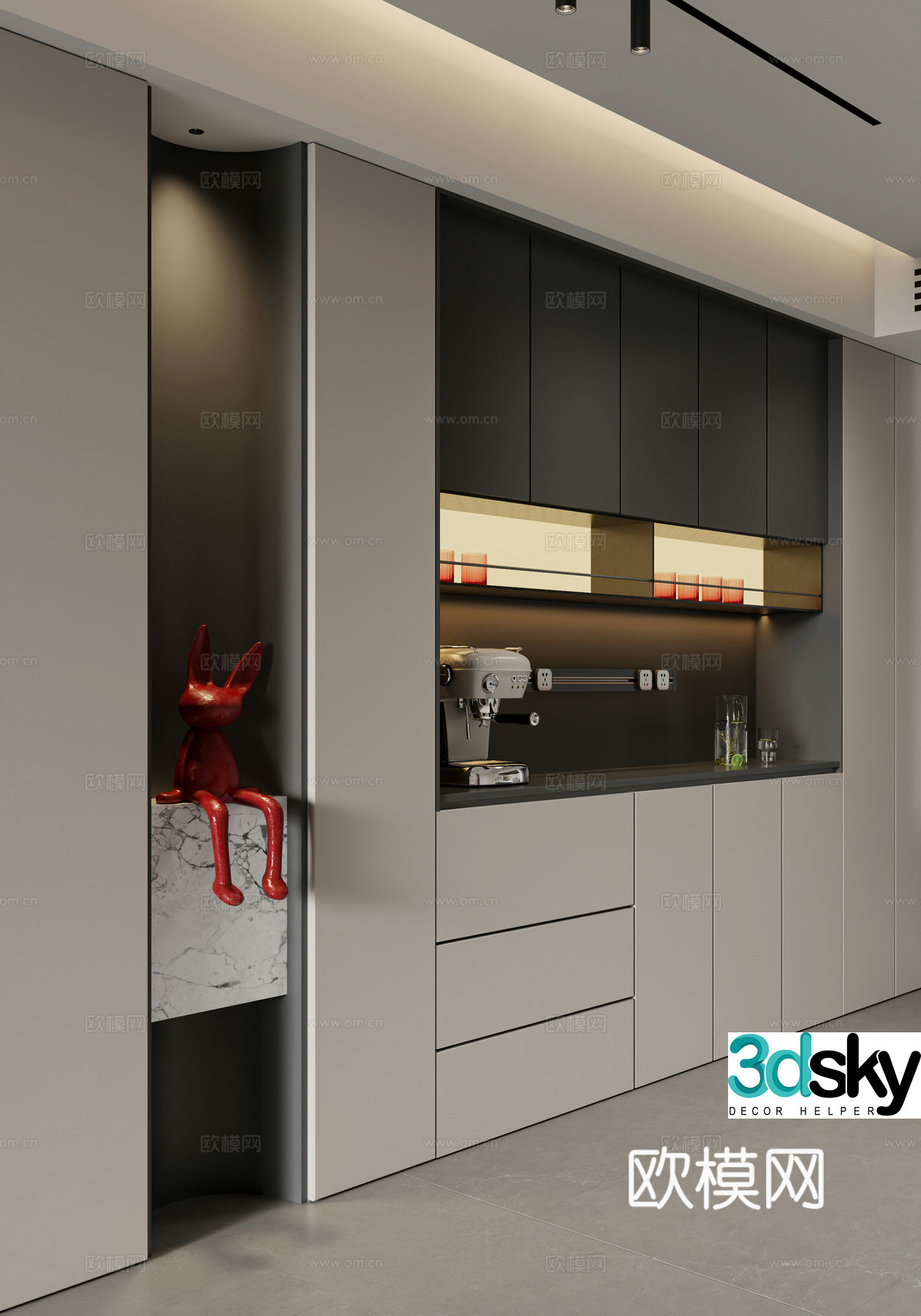 Modern luminous wine cabinet sideboard 3D model