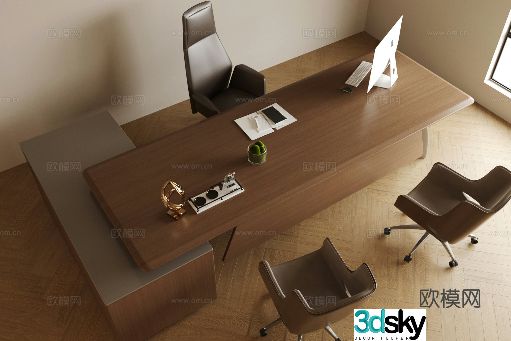 Modern Italian office desk and chair Modern office desk and chair Boss table Large class desk President desk 3D model