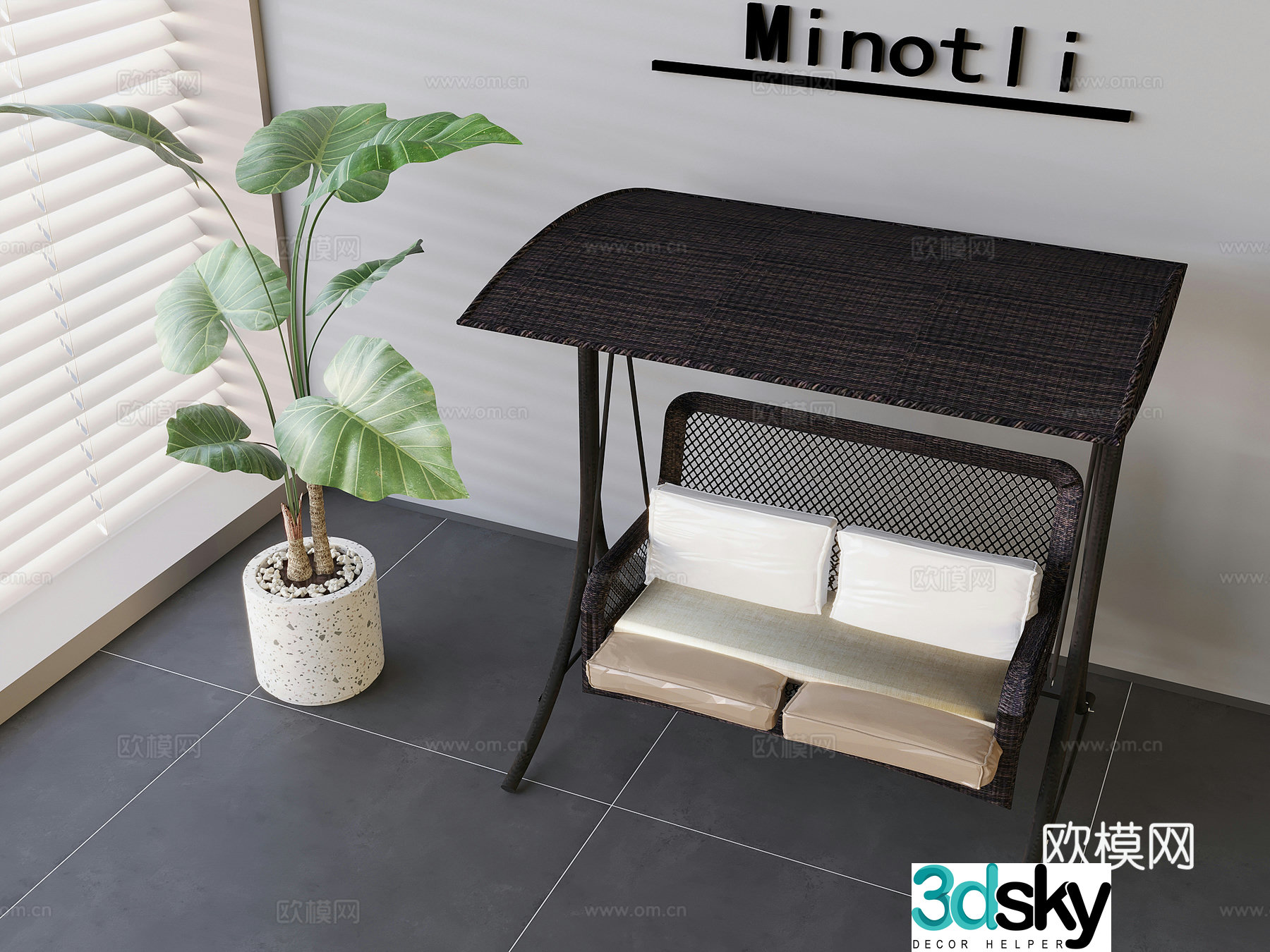 Italian hanging chair swing chair 3d model