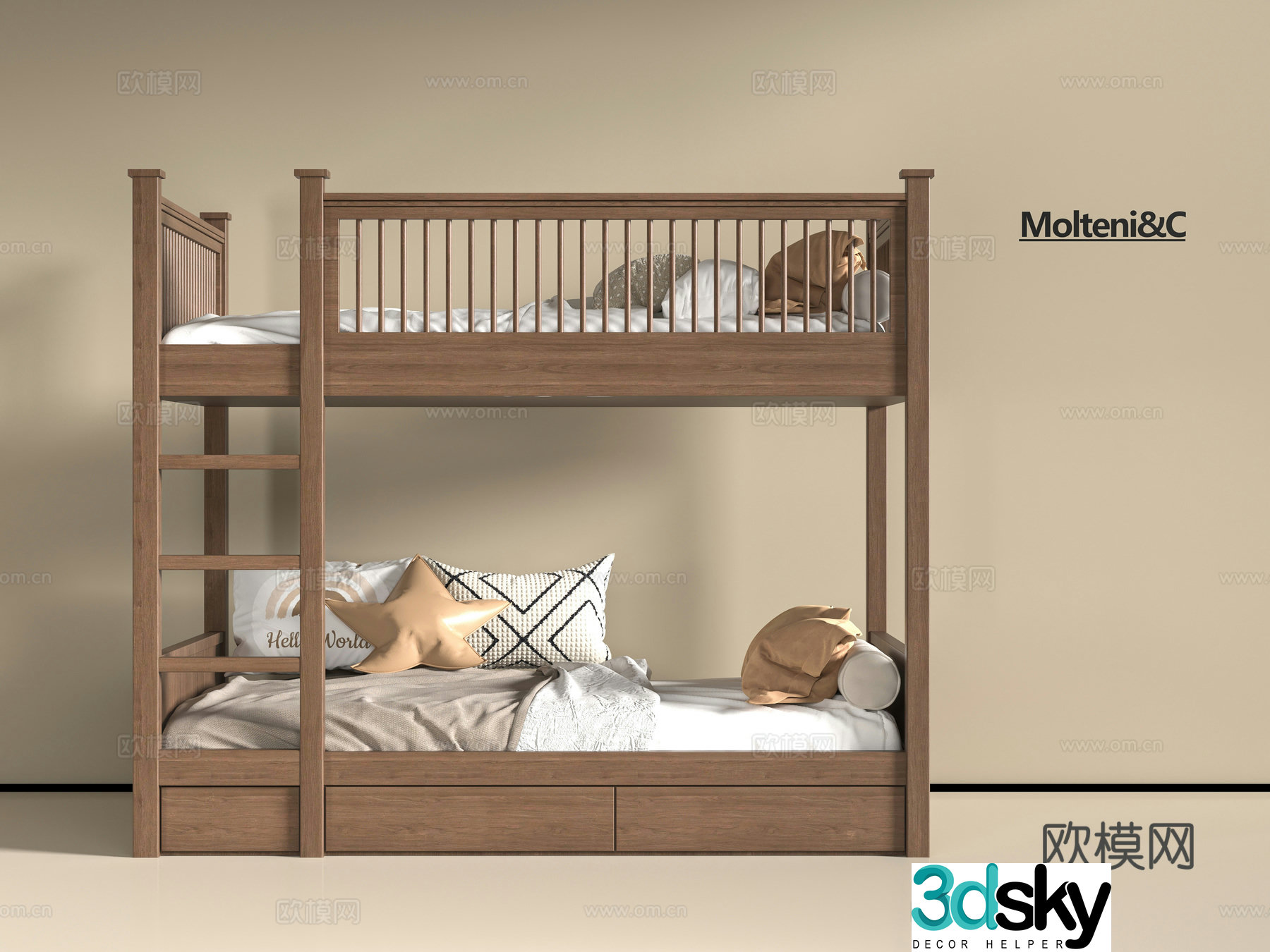 Modern solid wood 3D model