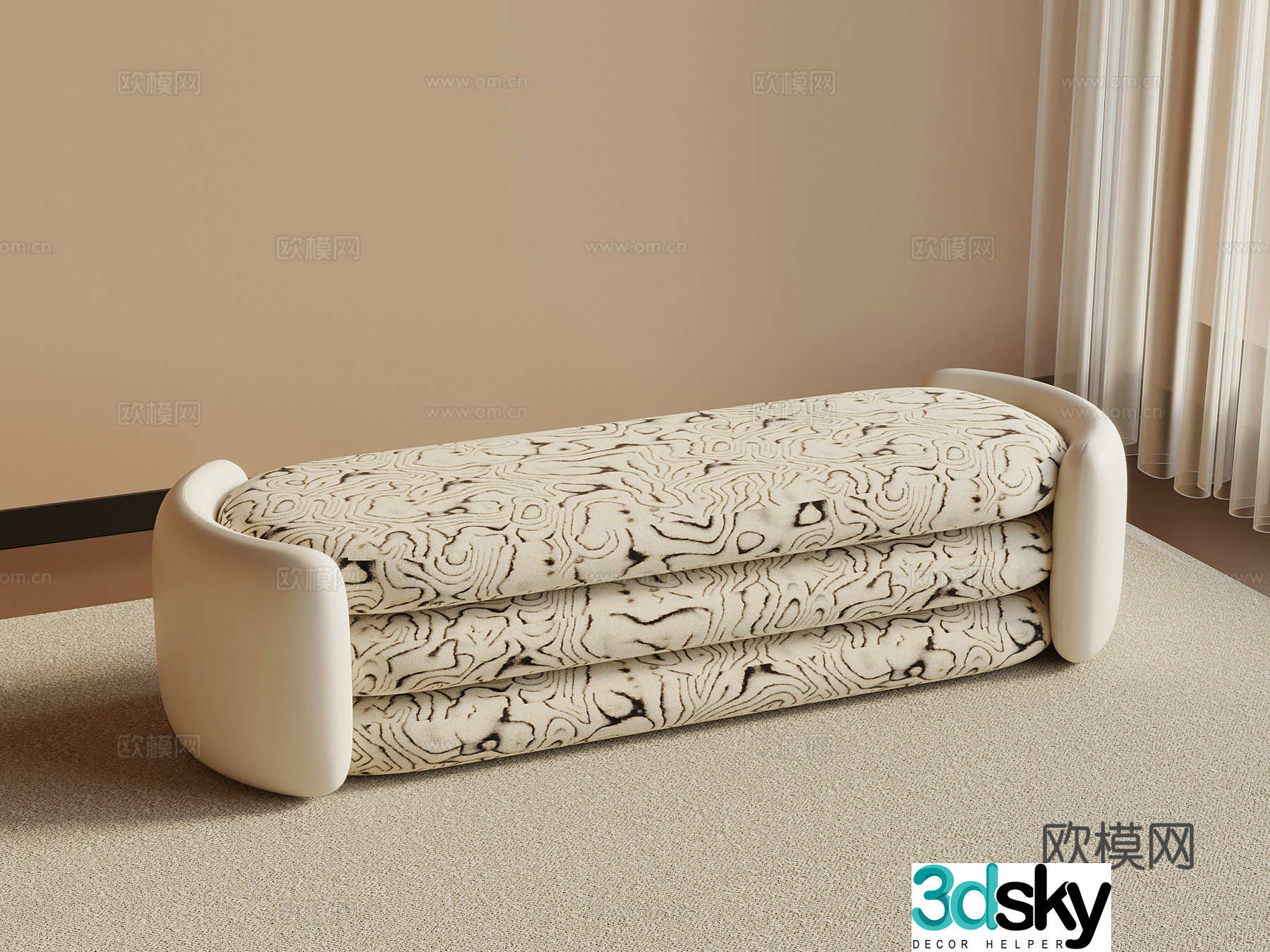 Modern medieval style shoe changing stool 3D model