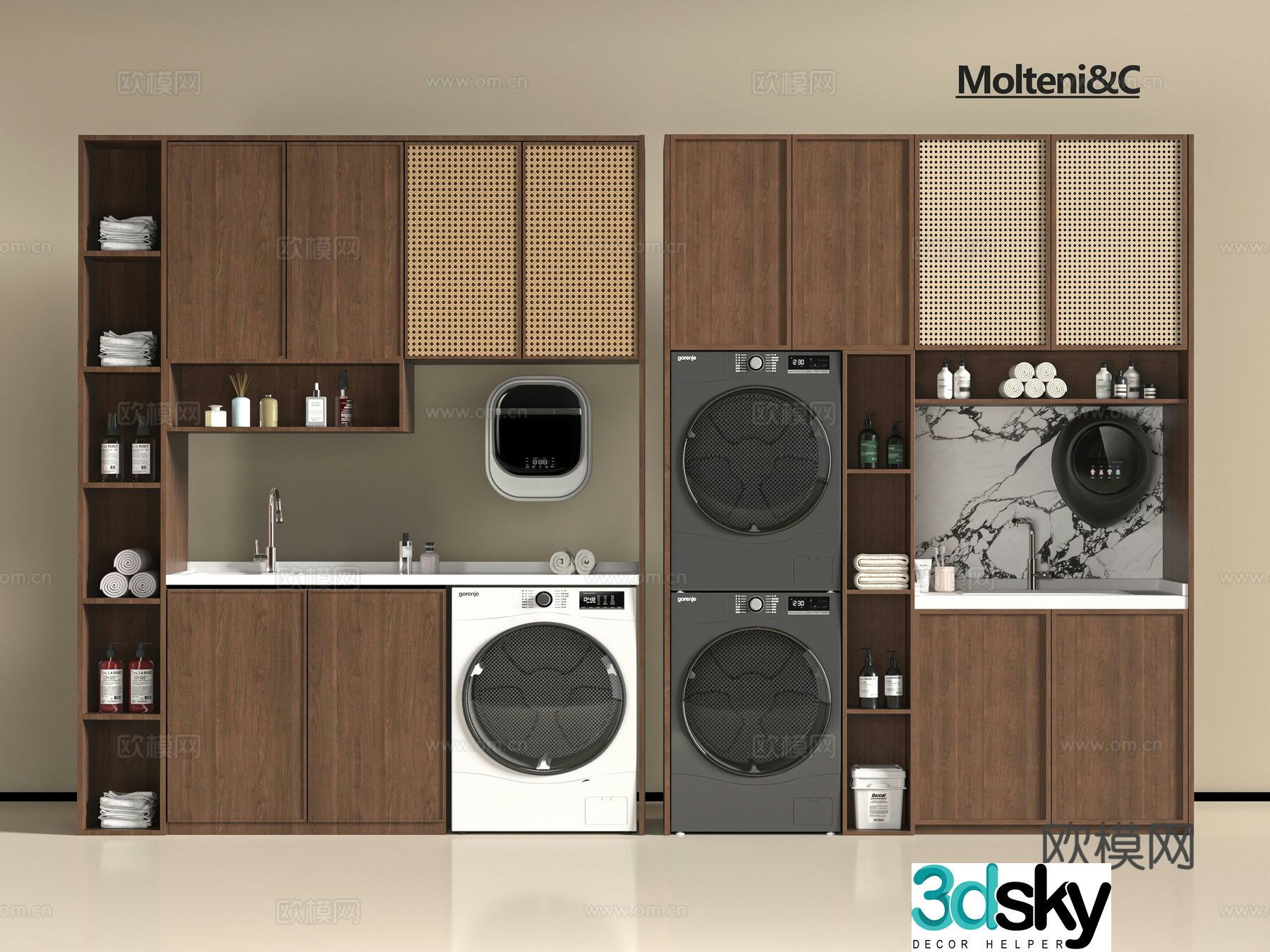 Middle-aged style washing cabinet 3D model