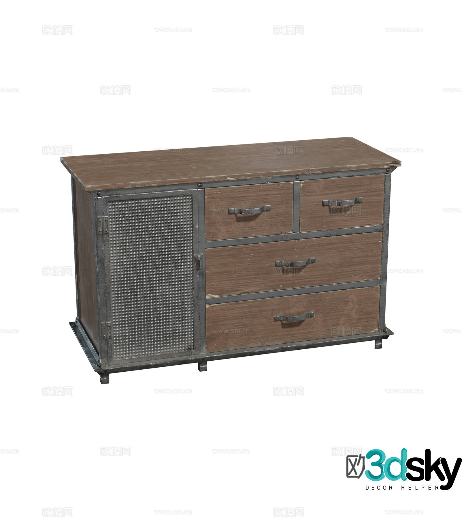 Retro vintage cabinet storage cabinet chest of drawers old cabinet combination 3D model