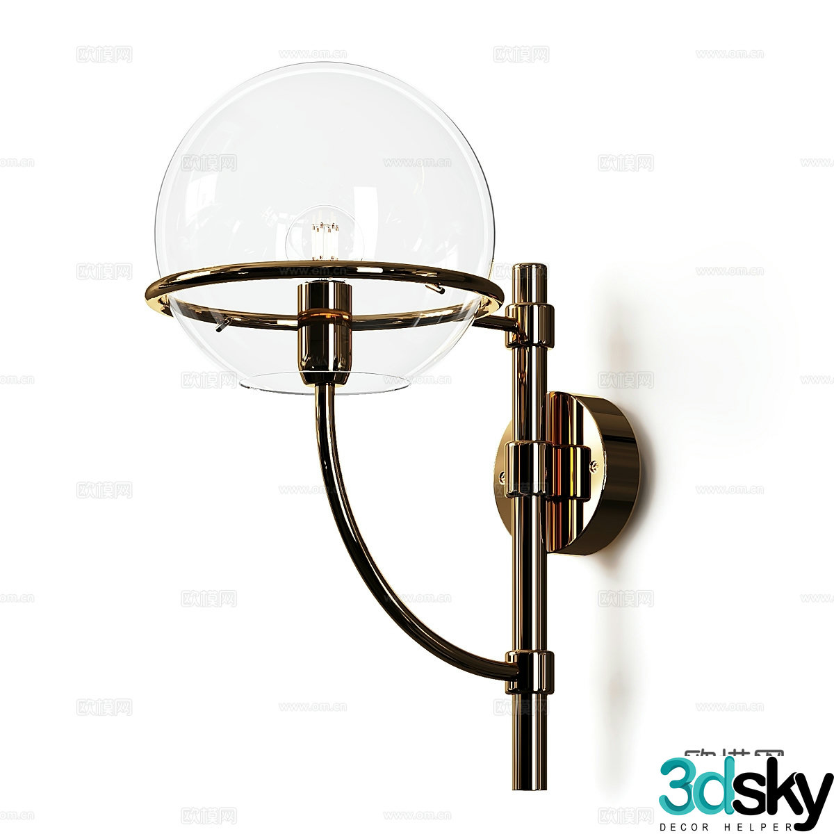 Modern light luxury minimalist spherical glass metal chandeliers 3D model