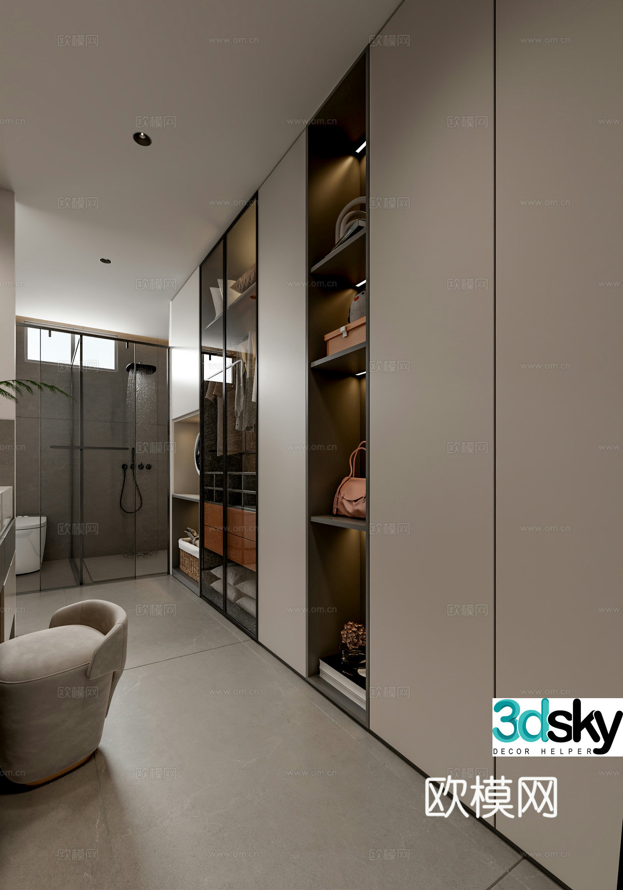 Modern cloakroom bathroom 3d model