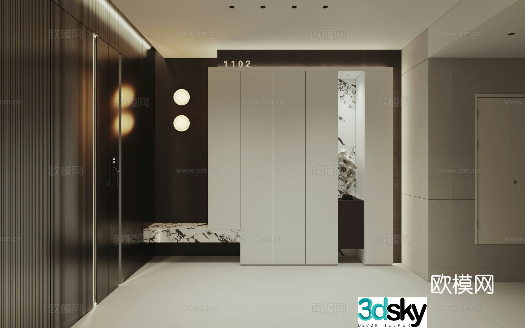 Italian elevator entrance cabinet door 3D model