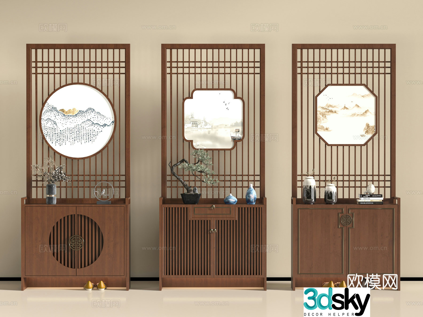 New Chinese shoe cabinet 3D model