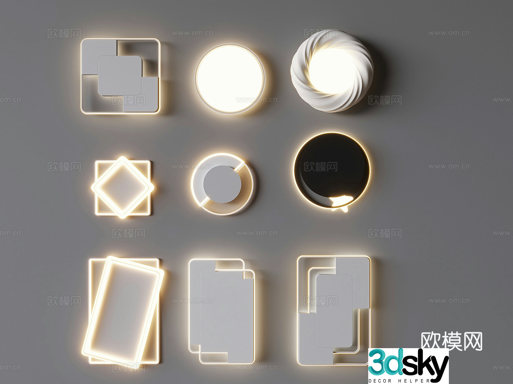 Creamy air ceiling lamp Square round ceiling lamp 3d model