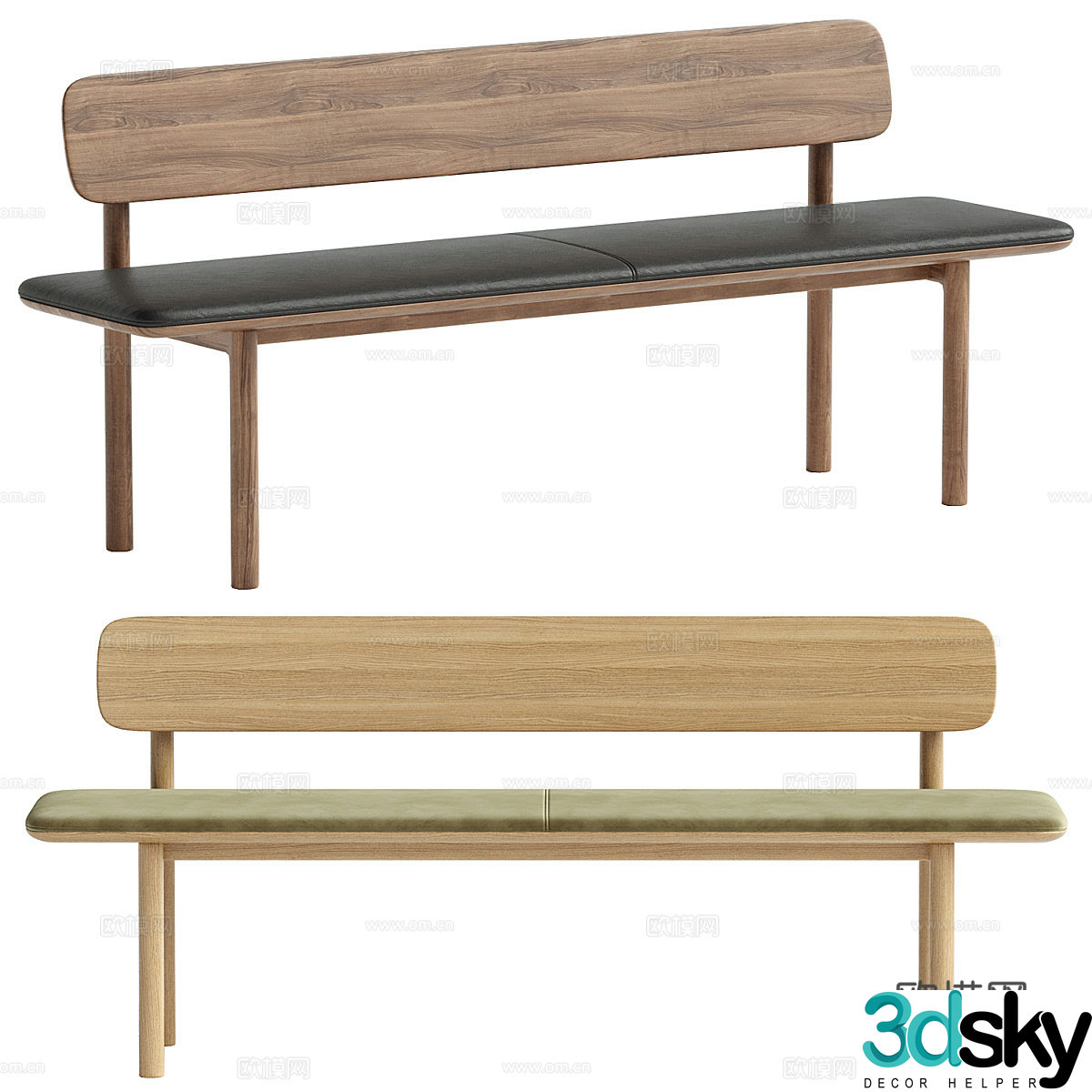 New Chinese style log bench 3D model