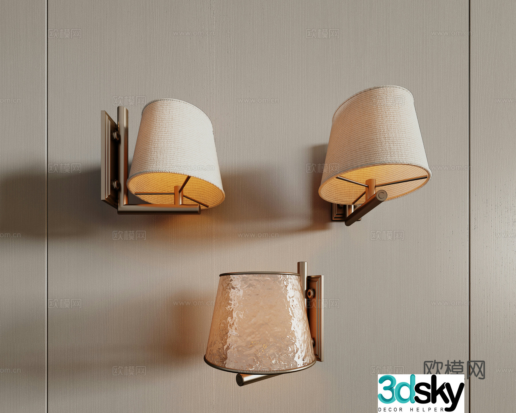 Modern glass wall lamp Crystal wall lamp Metal wall lamp combination 3D model