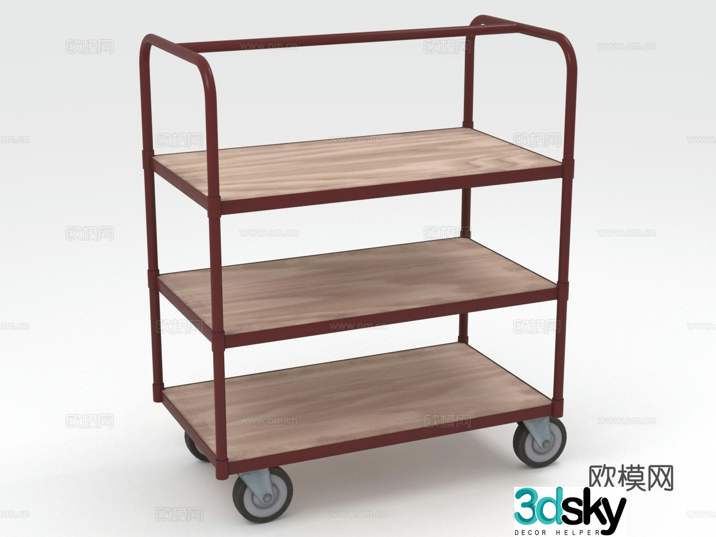 Storage rack trolley mobile storage rack shelf service car 3d model