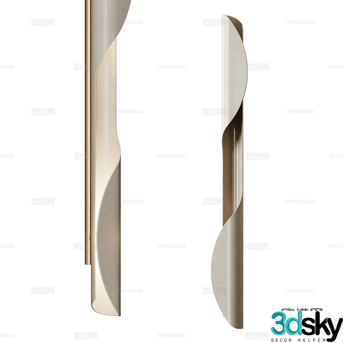 Modern Italian minimalist long strip metal decorative wall lamp 3d model