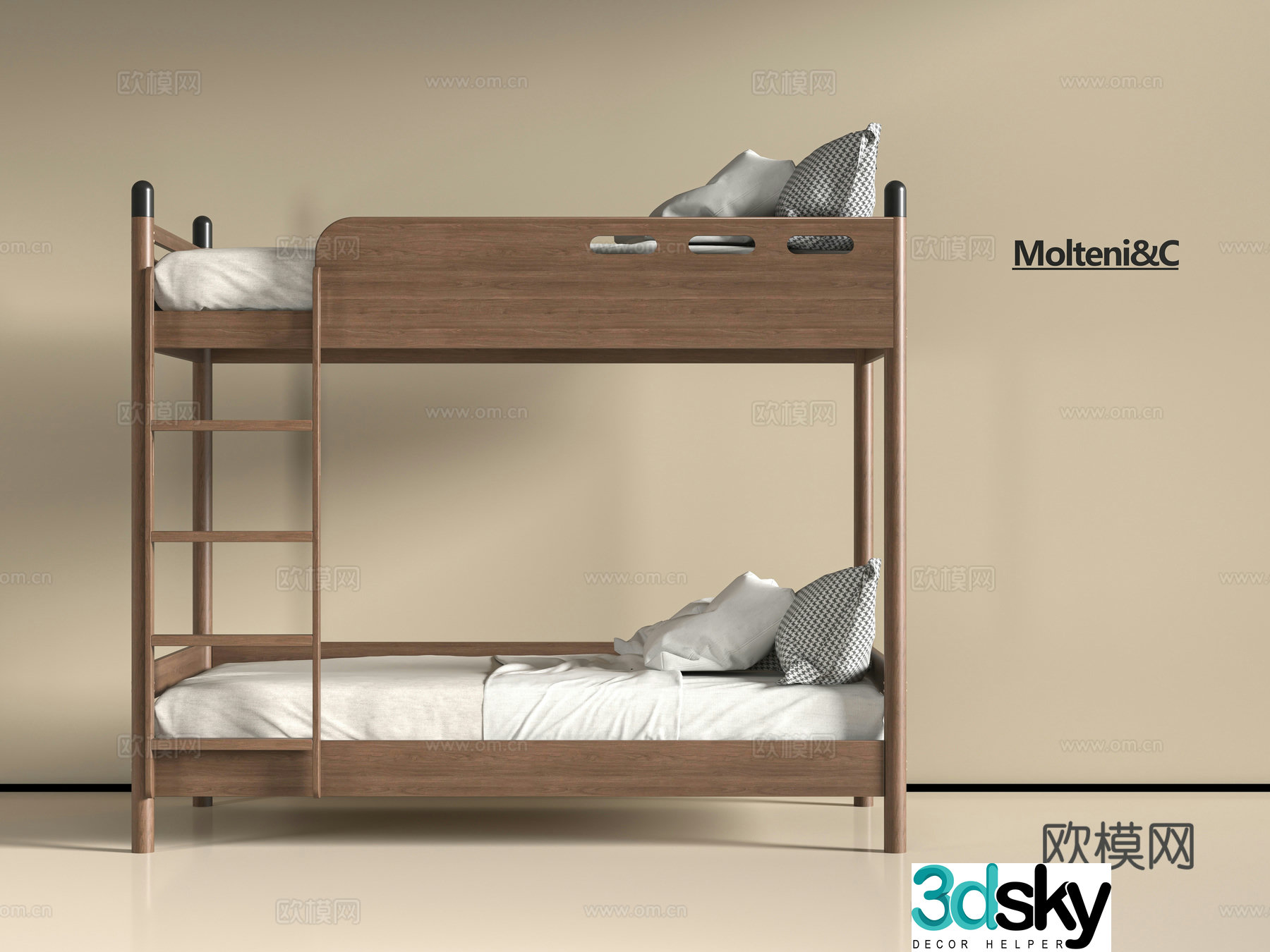 Modern solid wood 3D model