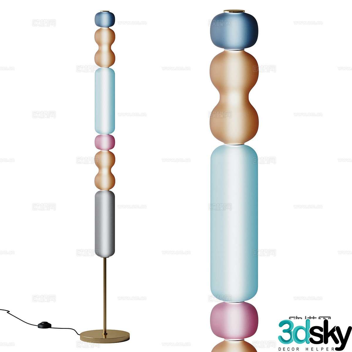 Modern light luxury creamy lollipop floor lamp 3d model