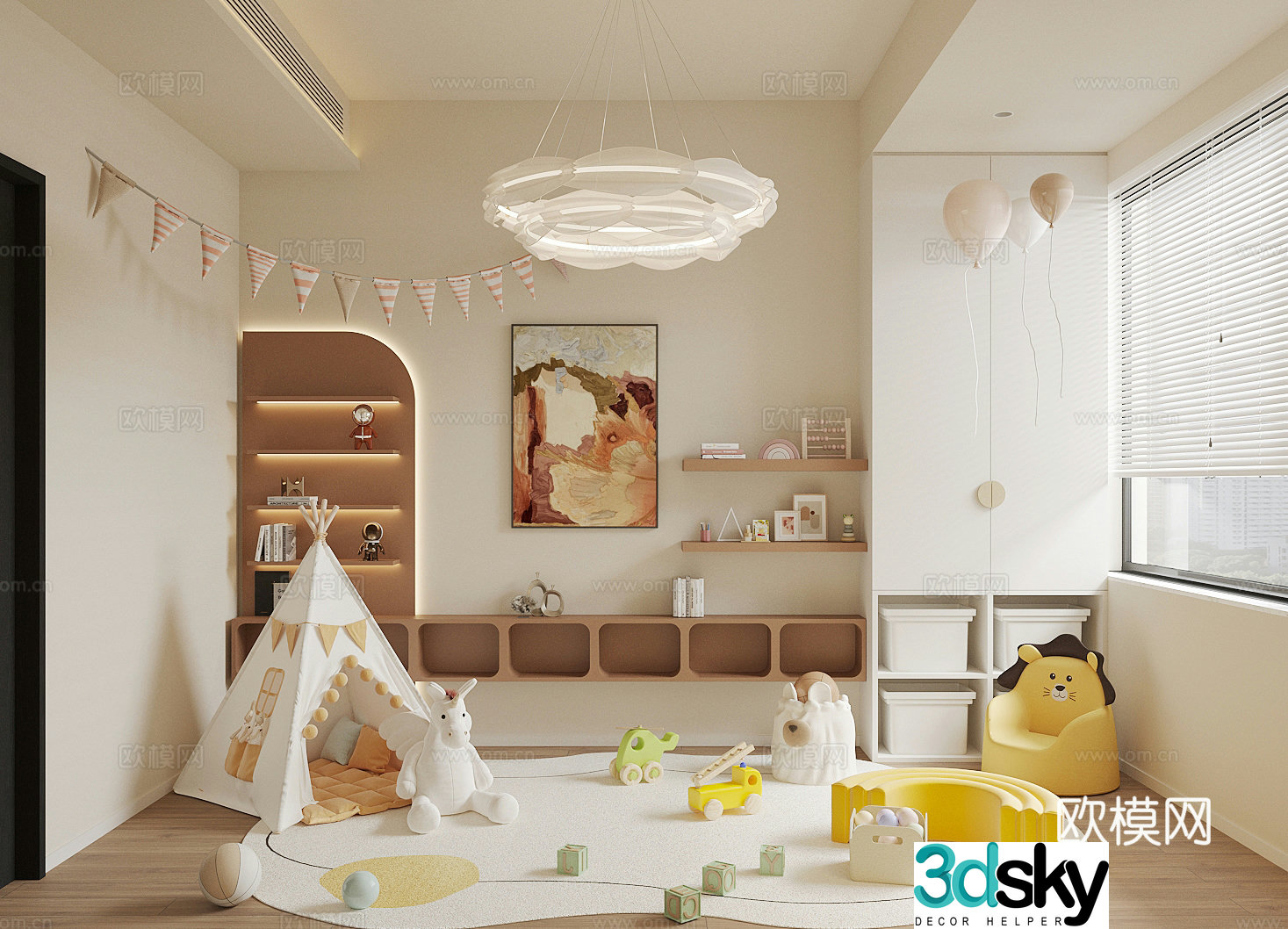 Modern children’s entertainment room Plush toys Children’s entertainment equipment Children’s toy room Children’s room 3d model