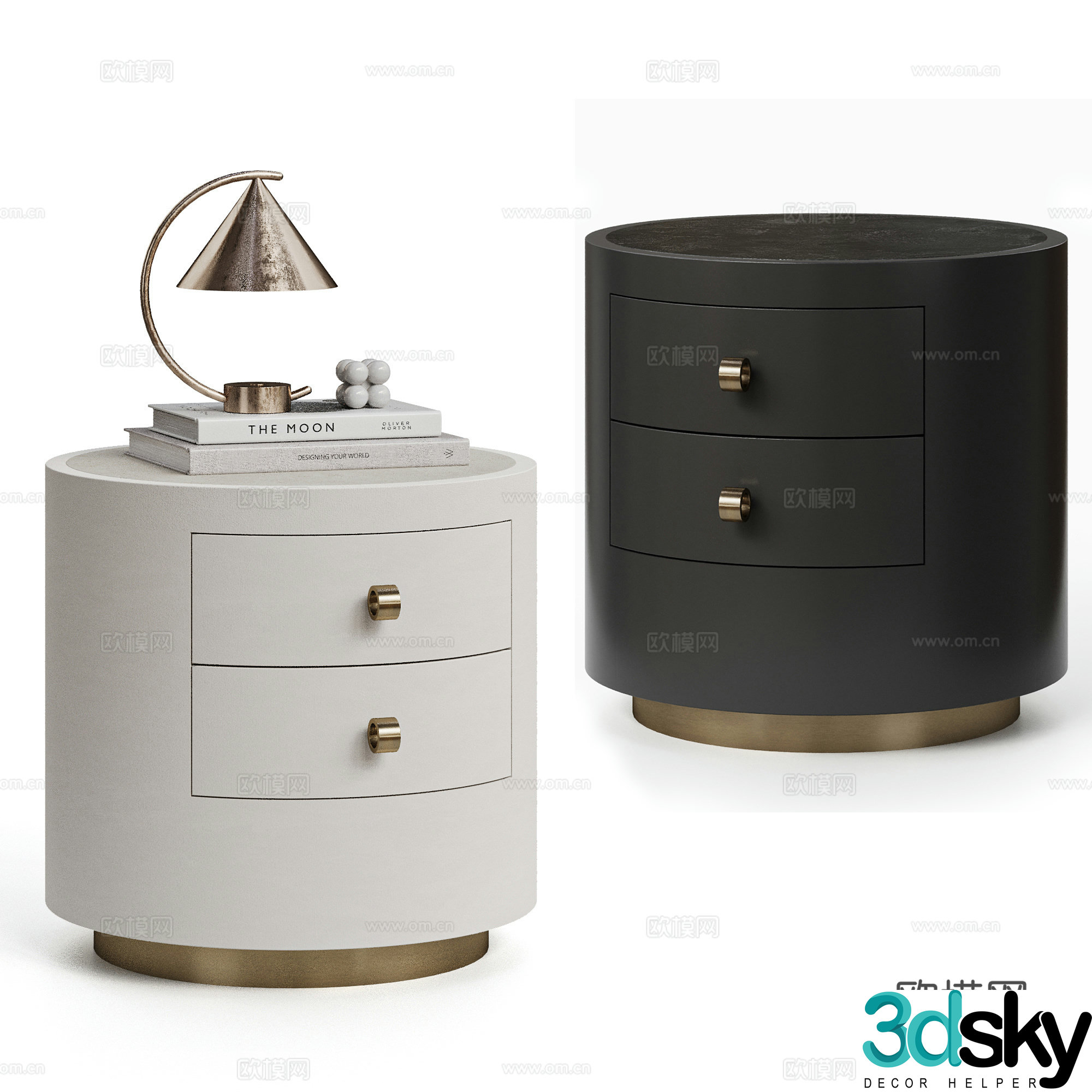 Ditre Italia Modern Italian Light Luxury Bedside Table Round Bedside Table 3D Model
