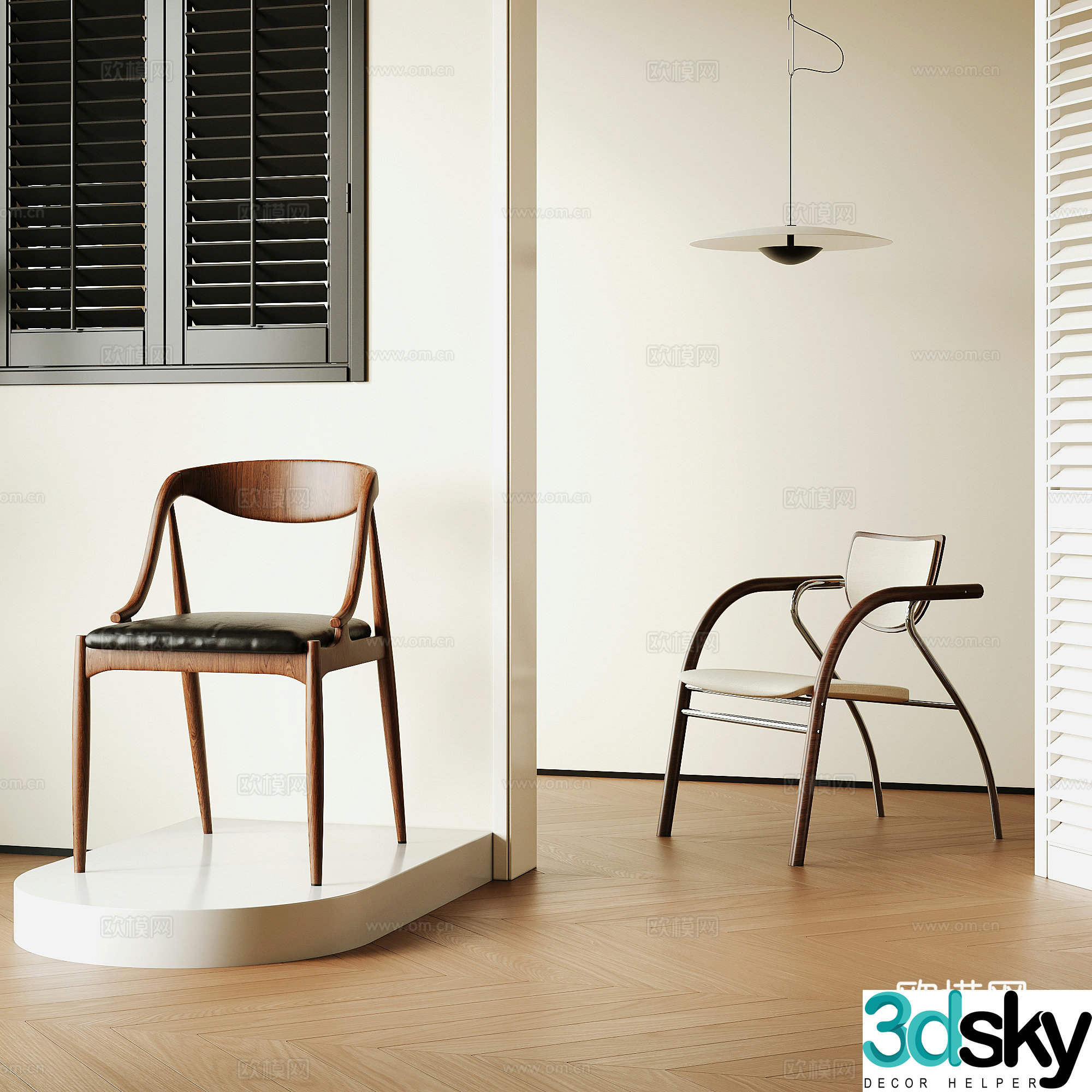 Middle style dining chair writing chair leisure chair 3d model