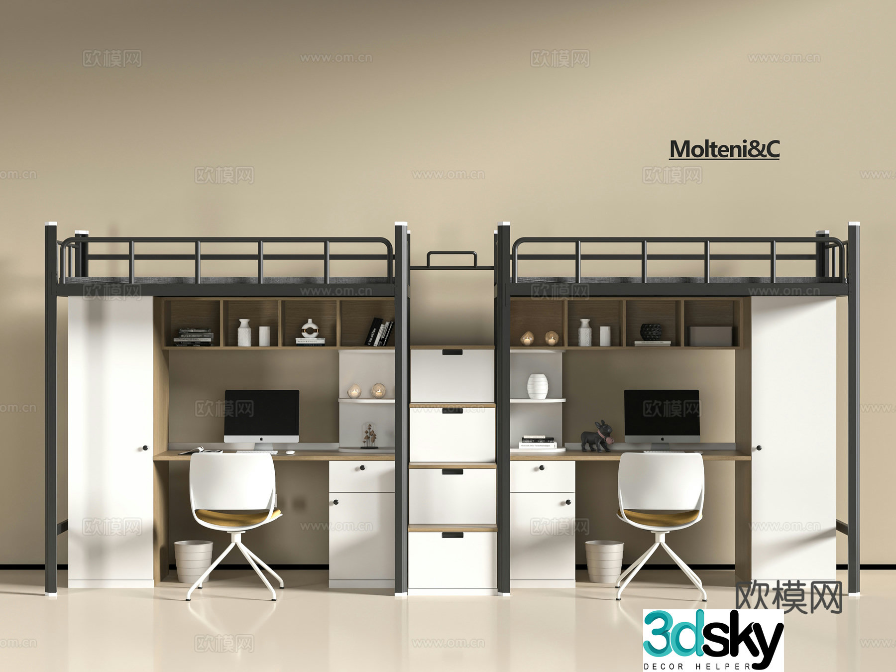 Modern dormitory bed 3d model