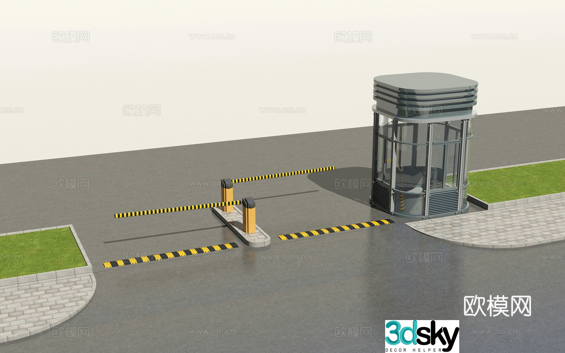 Modern booth Community entrance Factory entrance Parking lot Door guard booth Door guard parking 3d model