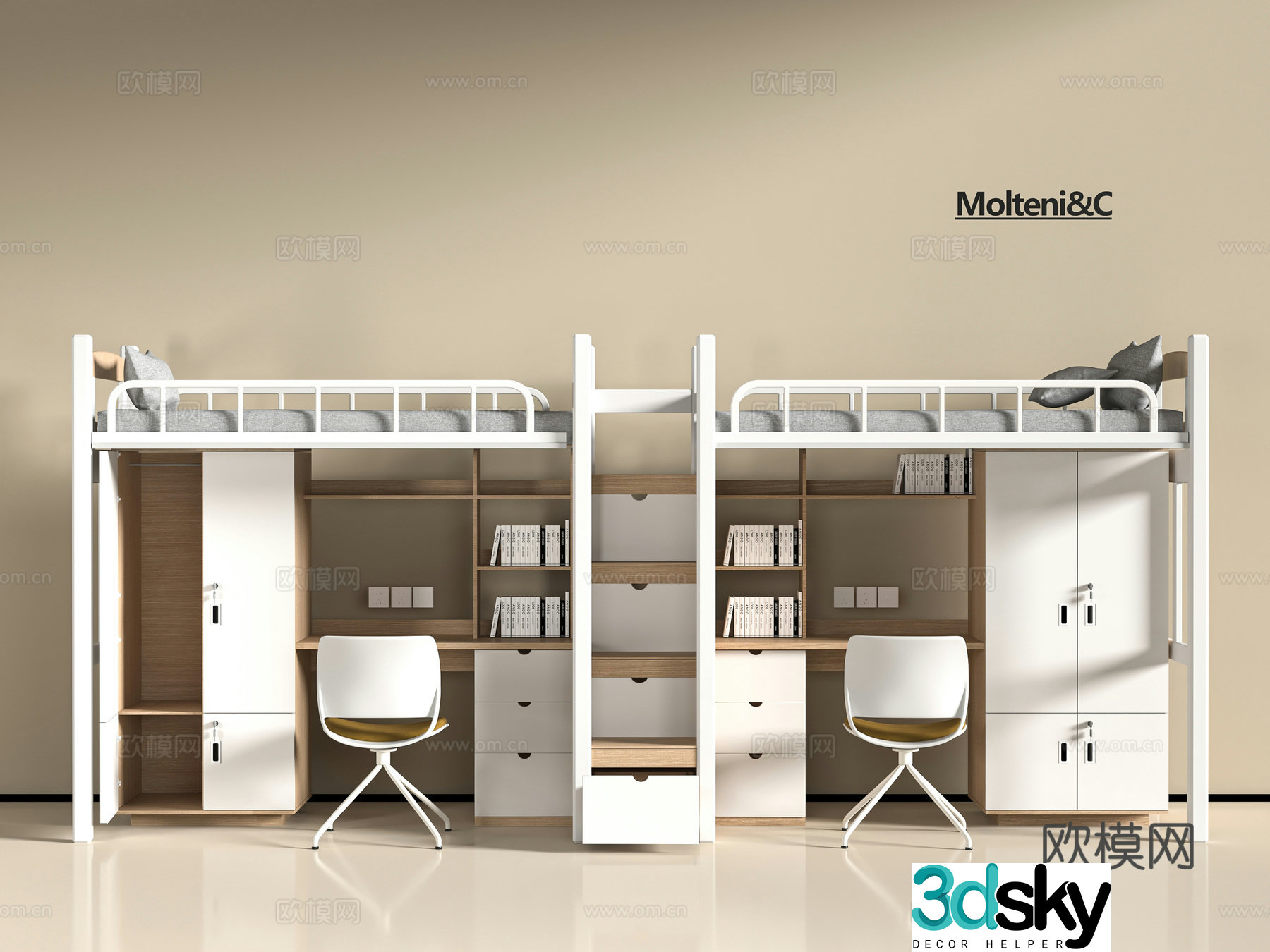 Modern dormitory bed 3d model