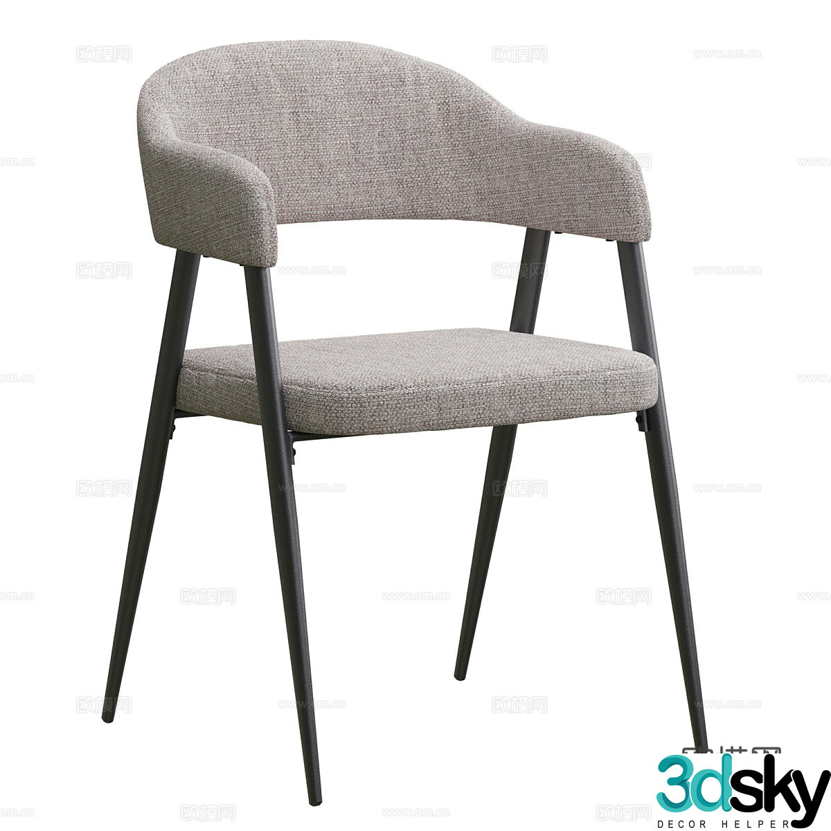 Modern Italian fabric wooden single chair 3d model 3d model