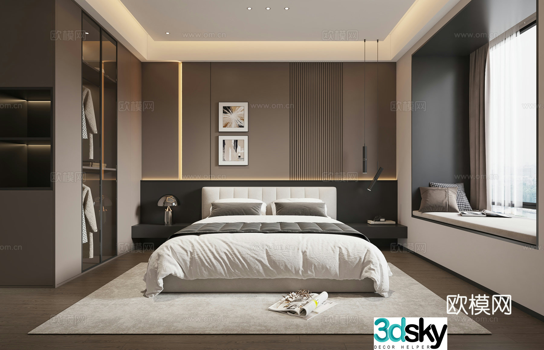 Modern Italian bedroom 3d model
