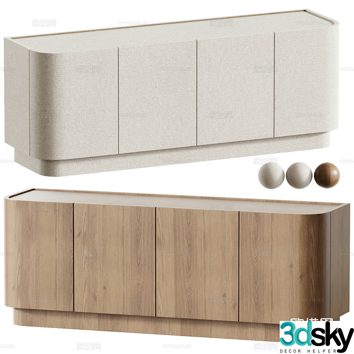 Modern Italian cream-style TV cabinet side cabinet 3d model
