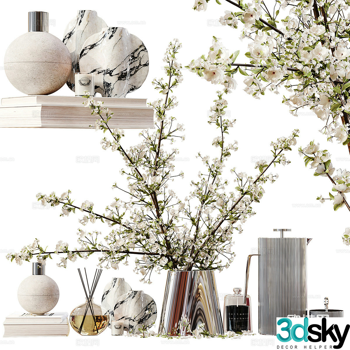 Modern Italian light luxury ornament combination 3D model