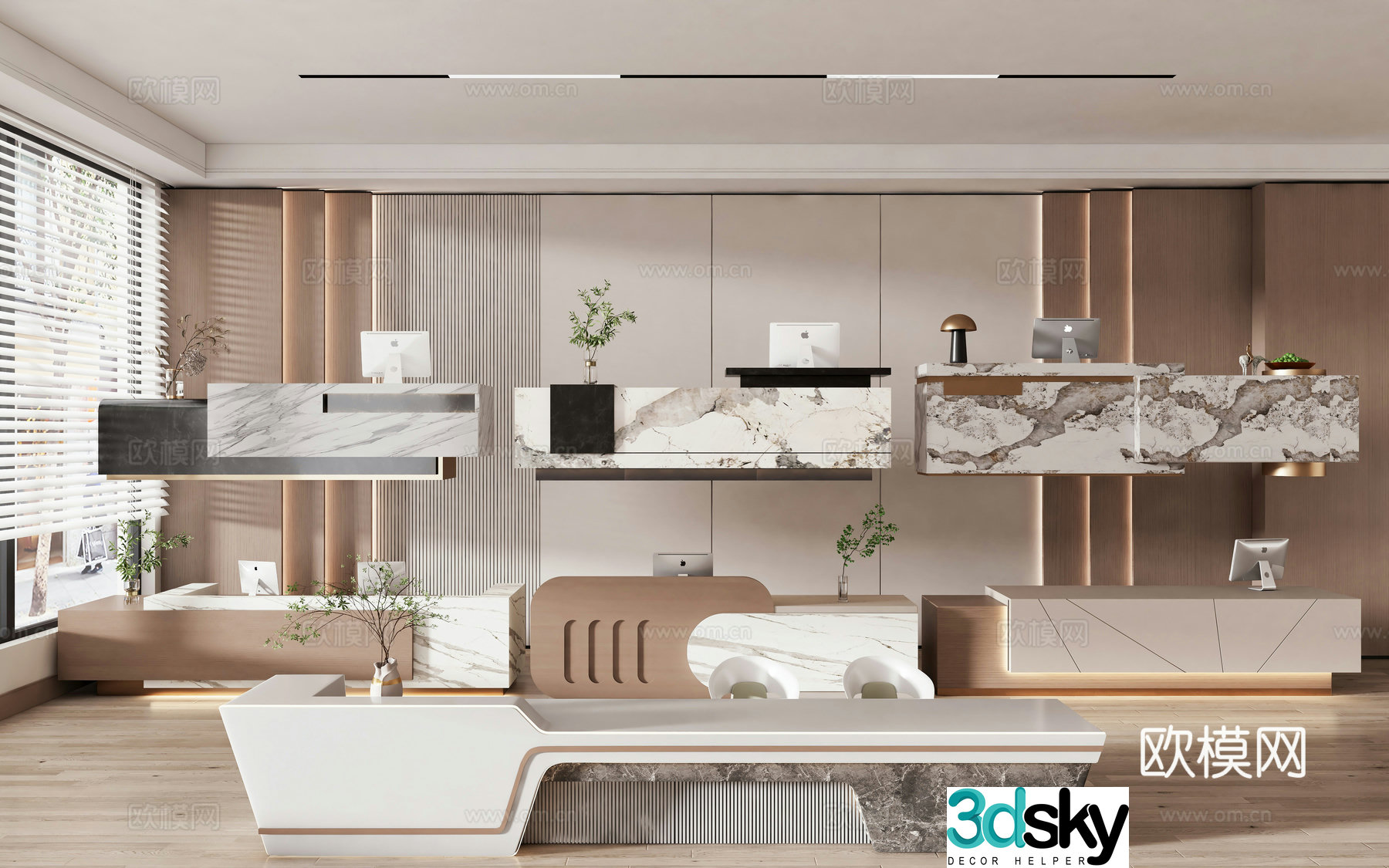 Modern front desk cashier reception desk cashier beauty salon front desk company lobby front desk company 3d model
