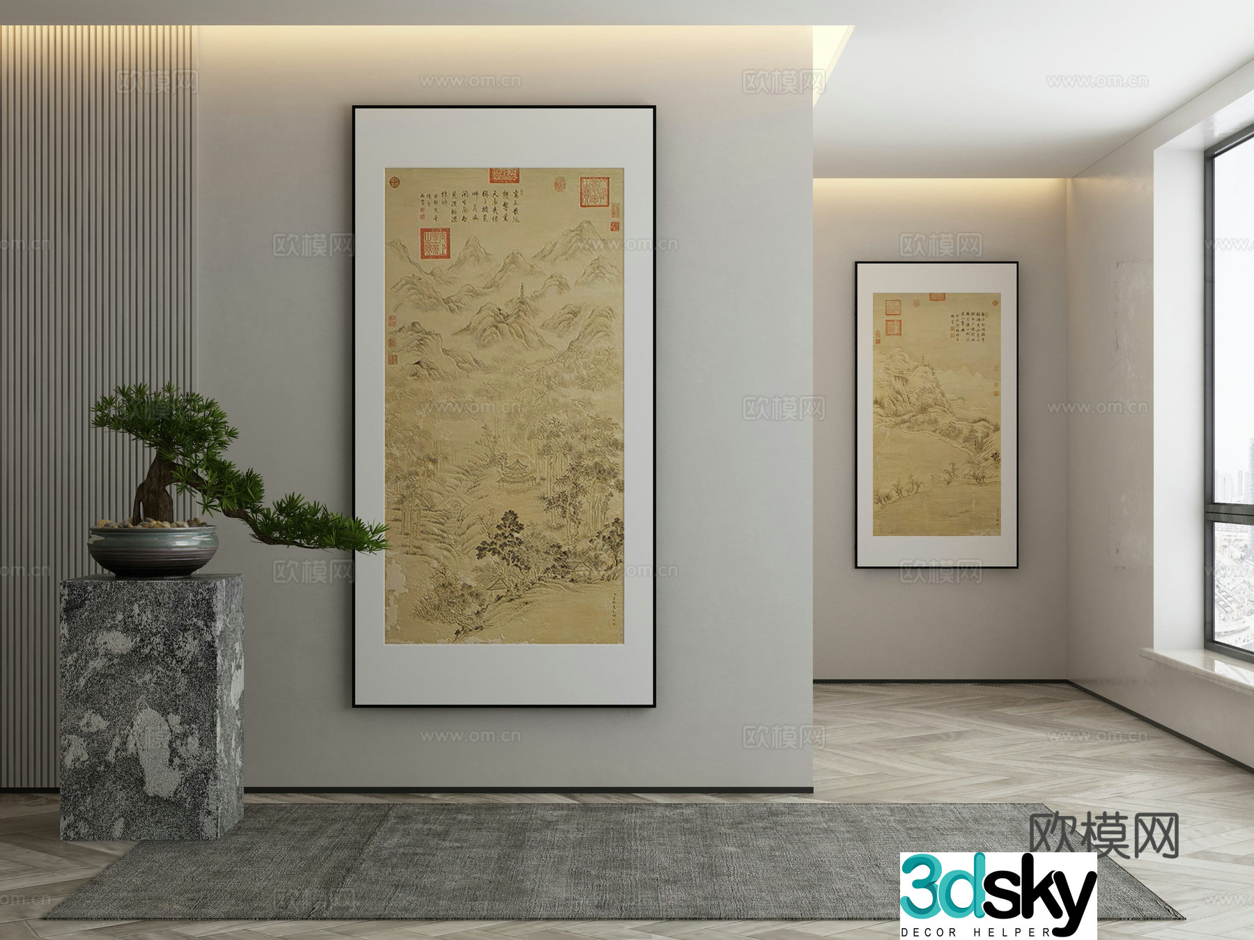 New Chinese style wasabi paintings oil paintings 3D model