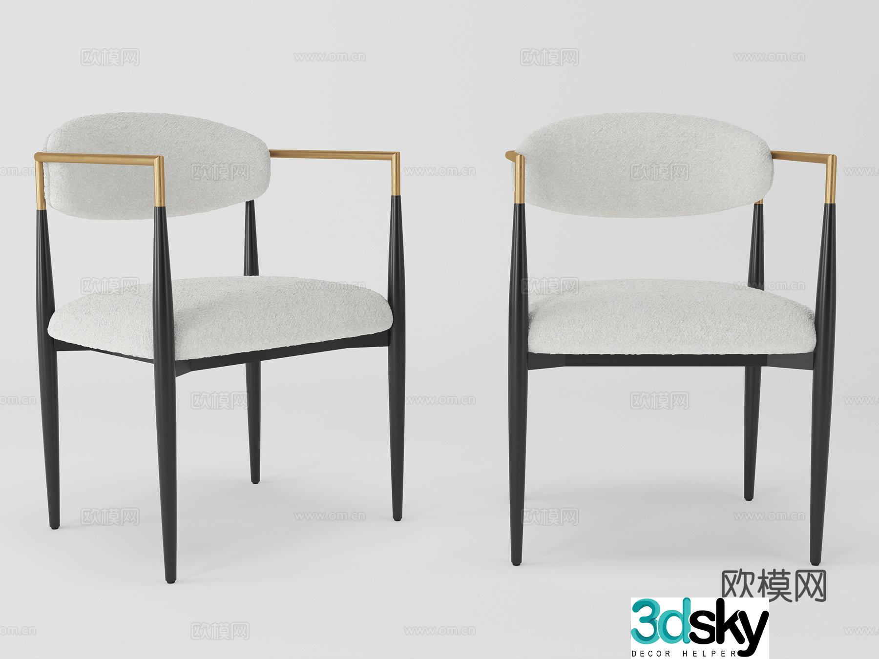 Modern minimalist style restaurant dining chair 3d model