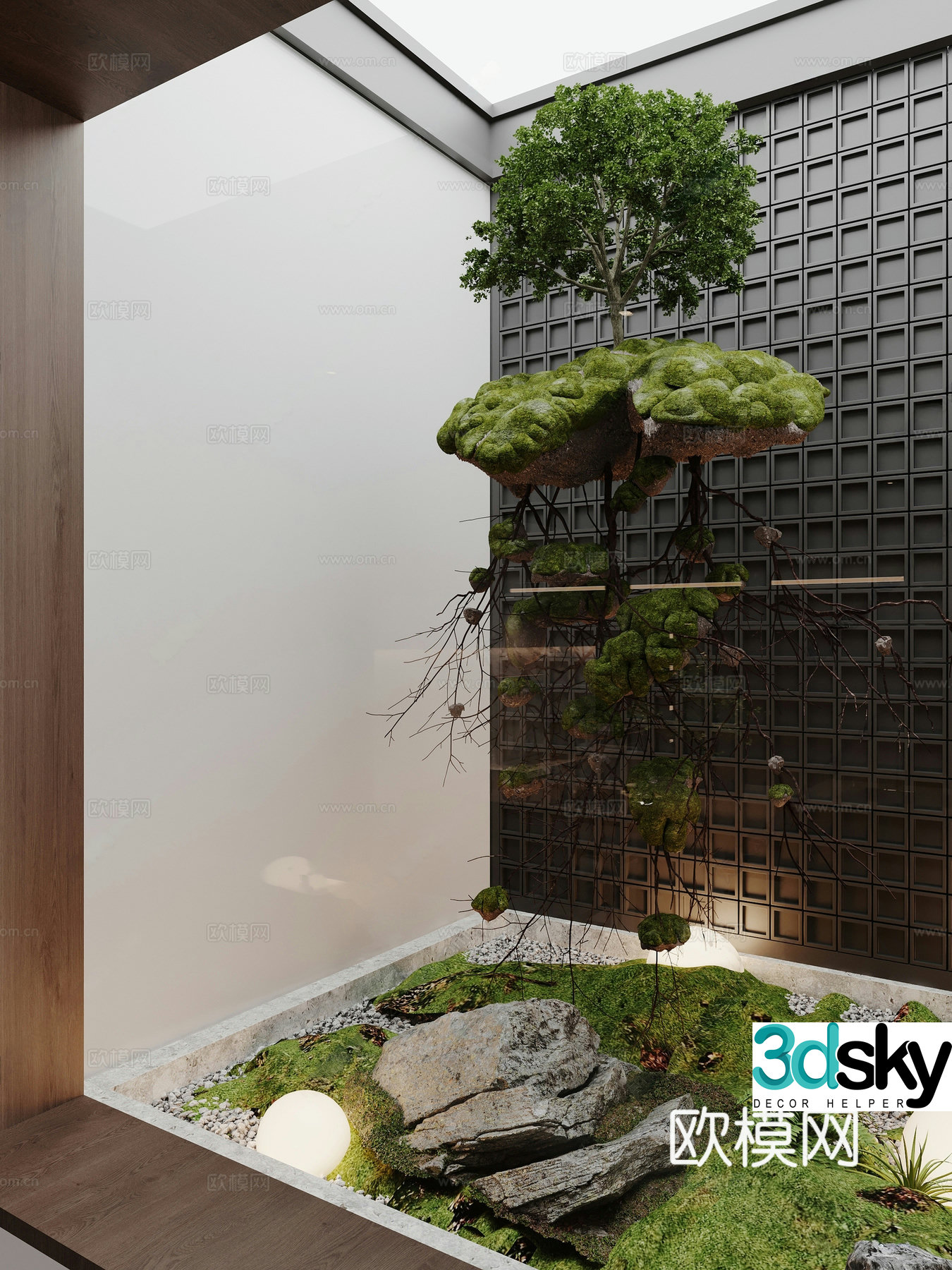 New Chinese-style plant heap Plant landscaping Plant heap Suspension plants Indoor landscaping 3D model