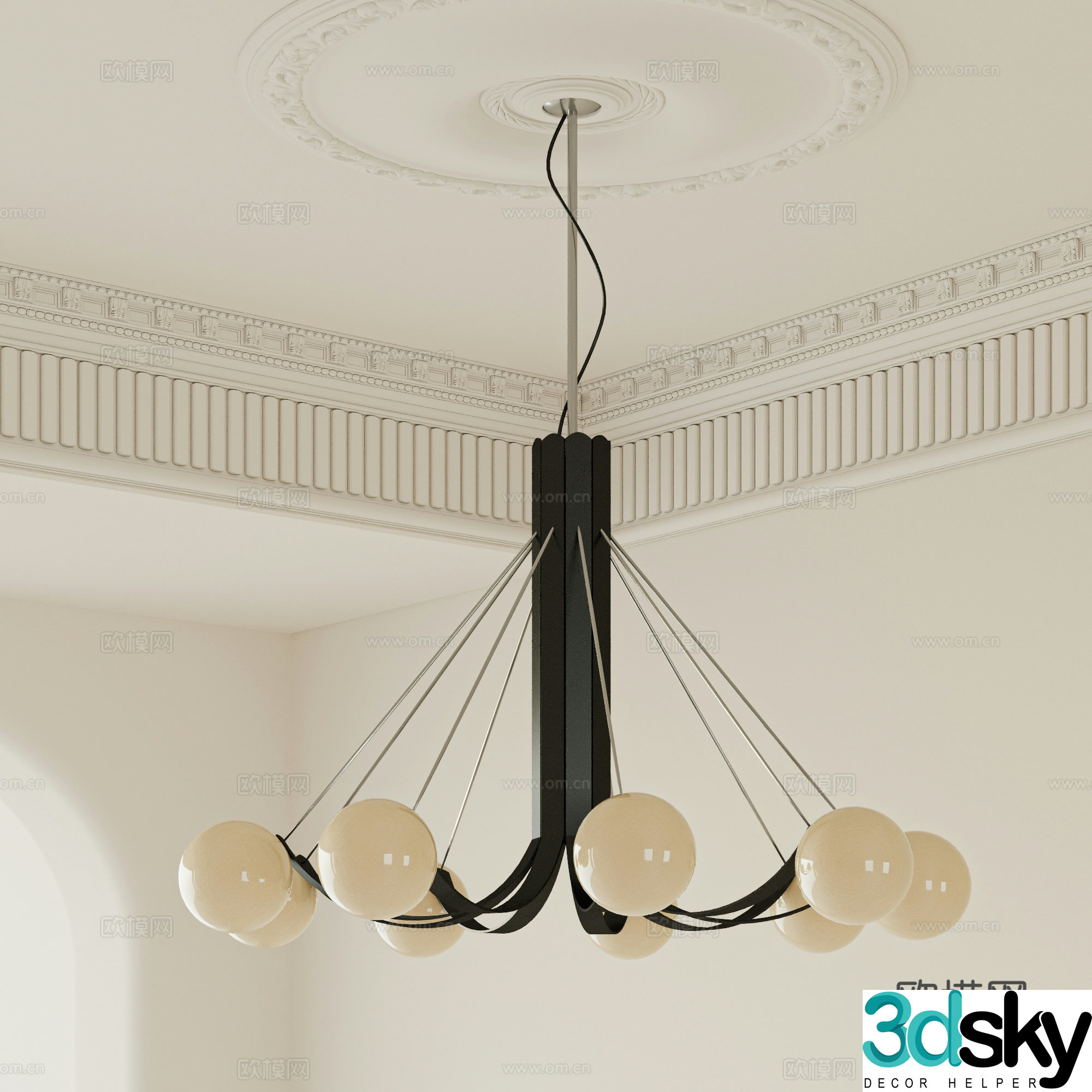 French medieval style chandelier multi-head chandelier metal chandelier 3d model