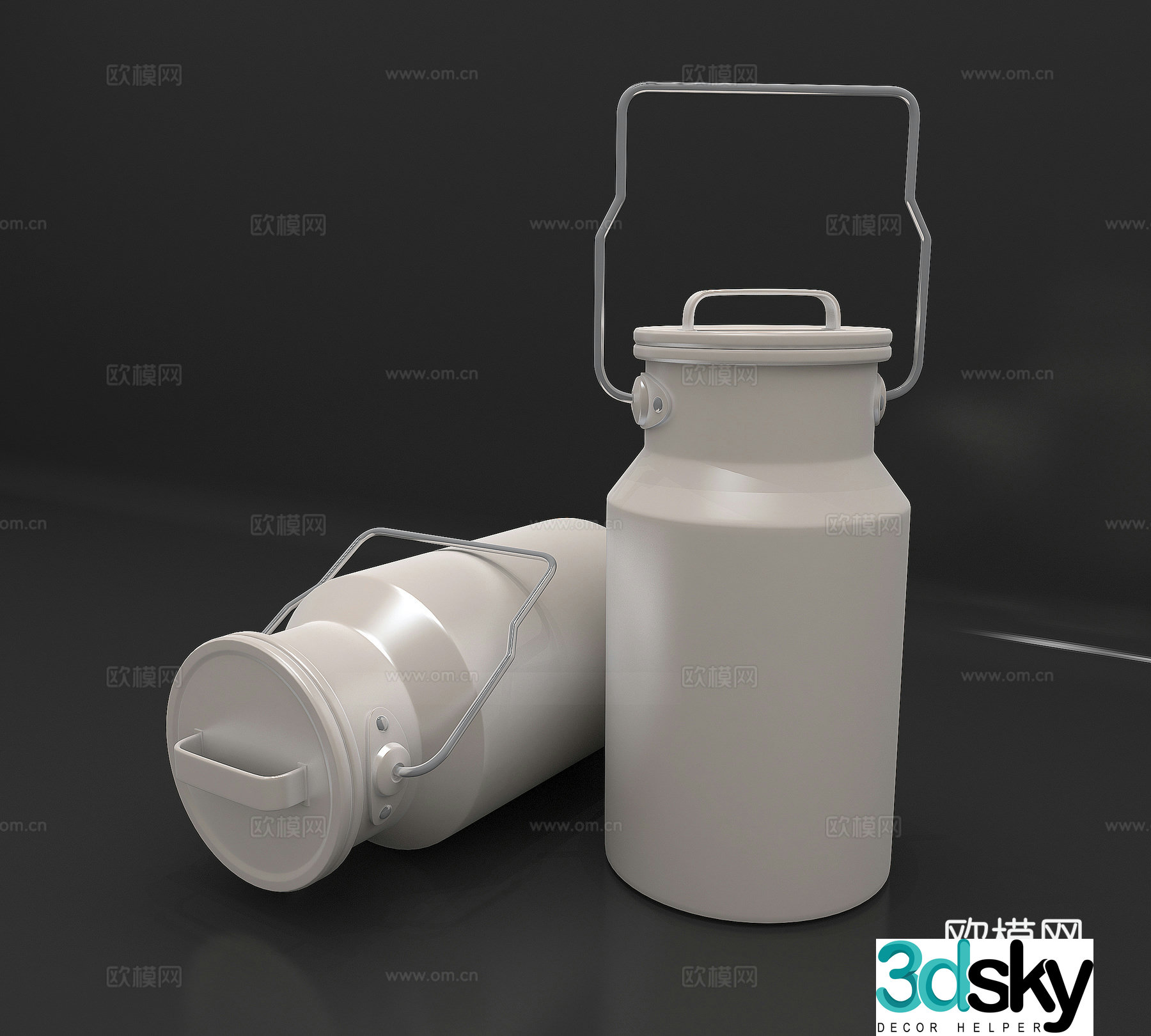 Modern Milk Bucket Milk Can Milk Storage Can 3D Model