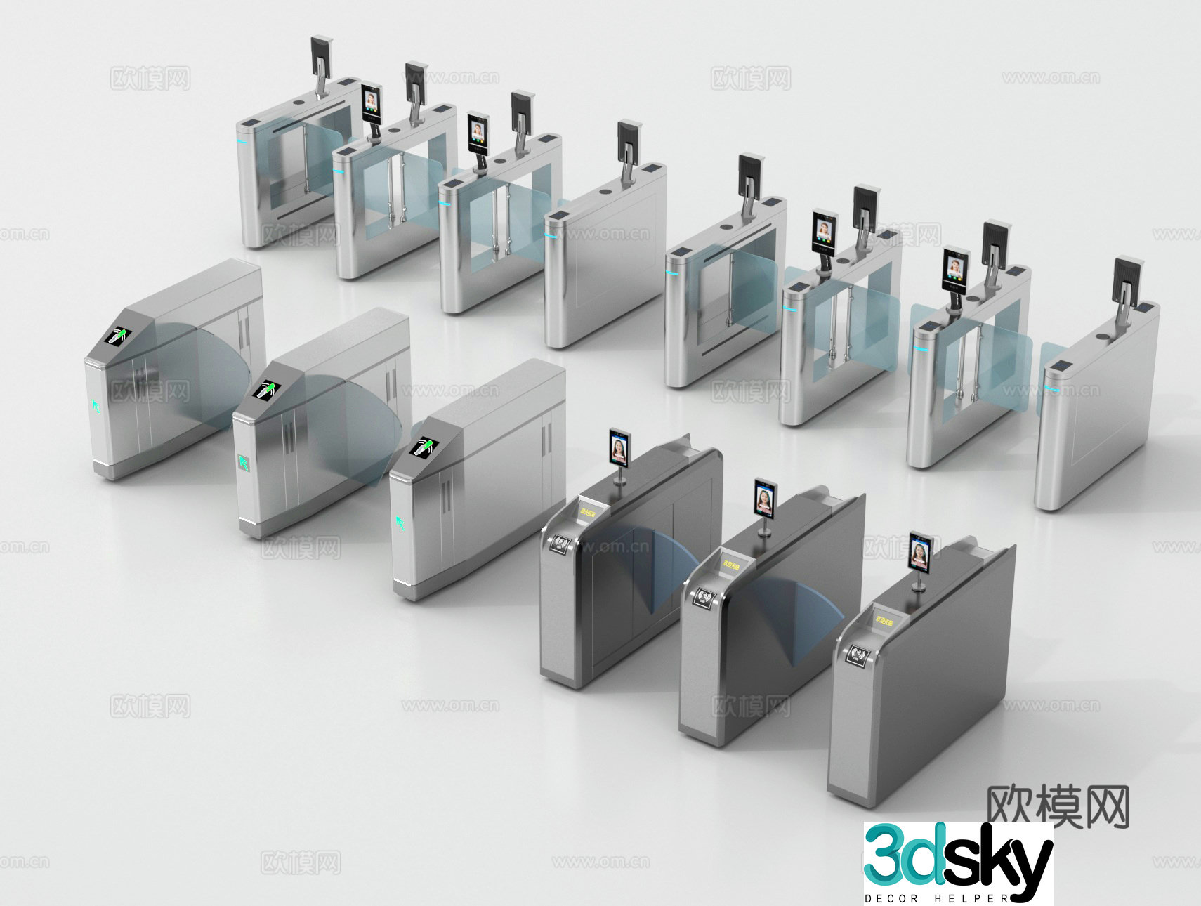 Security gate, access control machine, ticket gate, gate, automatic door, sensor door 3D model