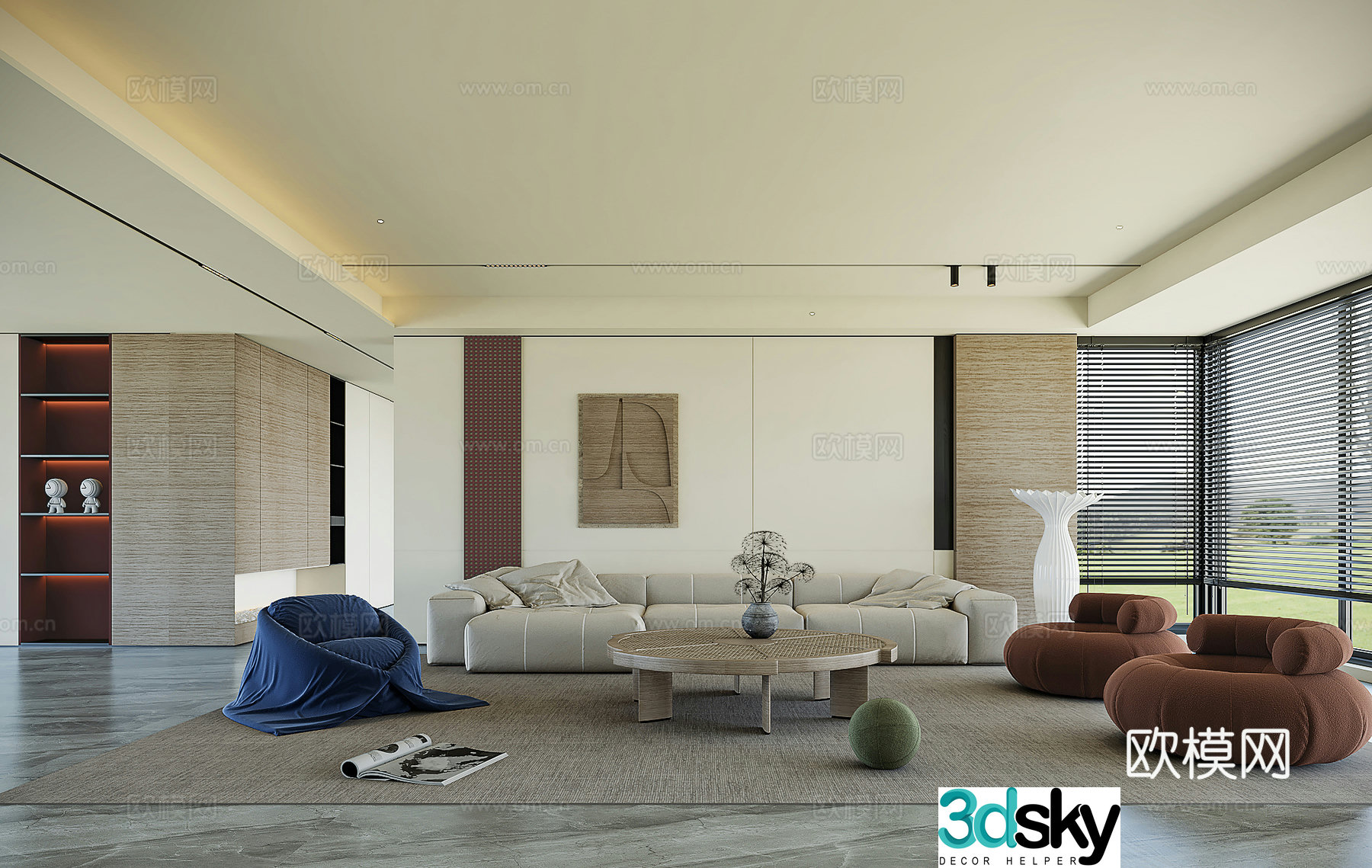 Modern Wasabi Living Room 3D Model