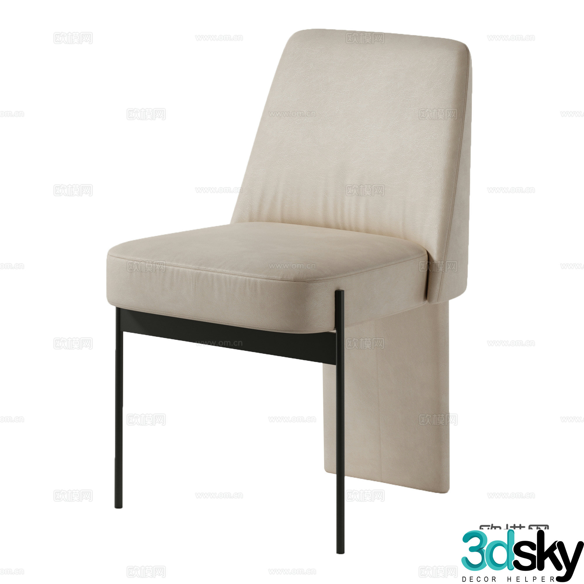 Modern Italian leather single chair 3d model