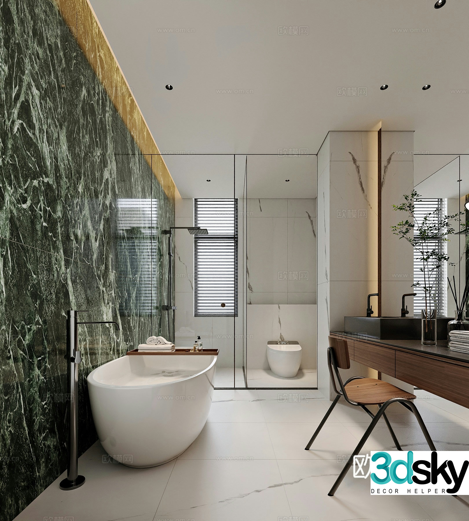 Modern style home bathroom 3d model