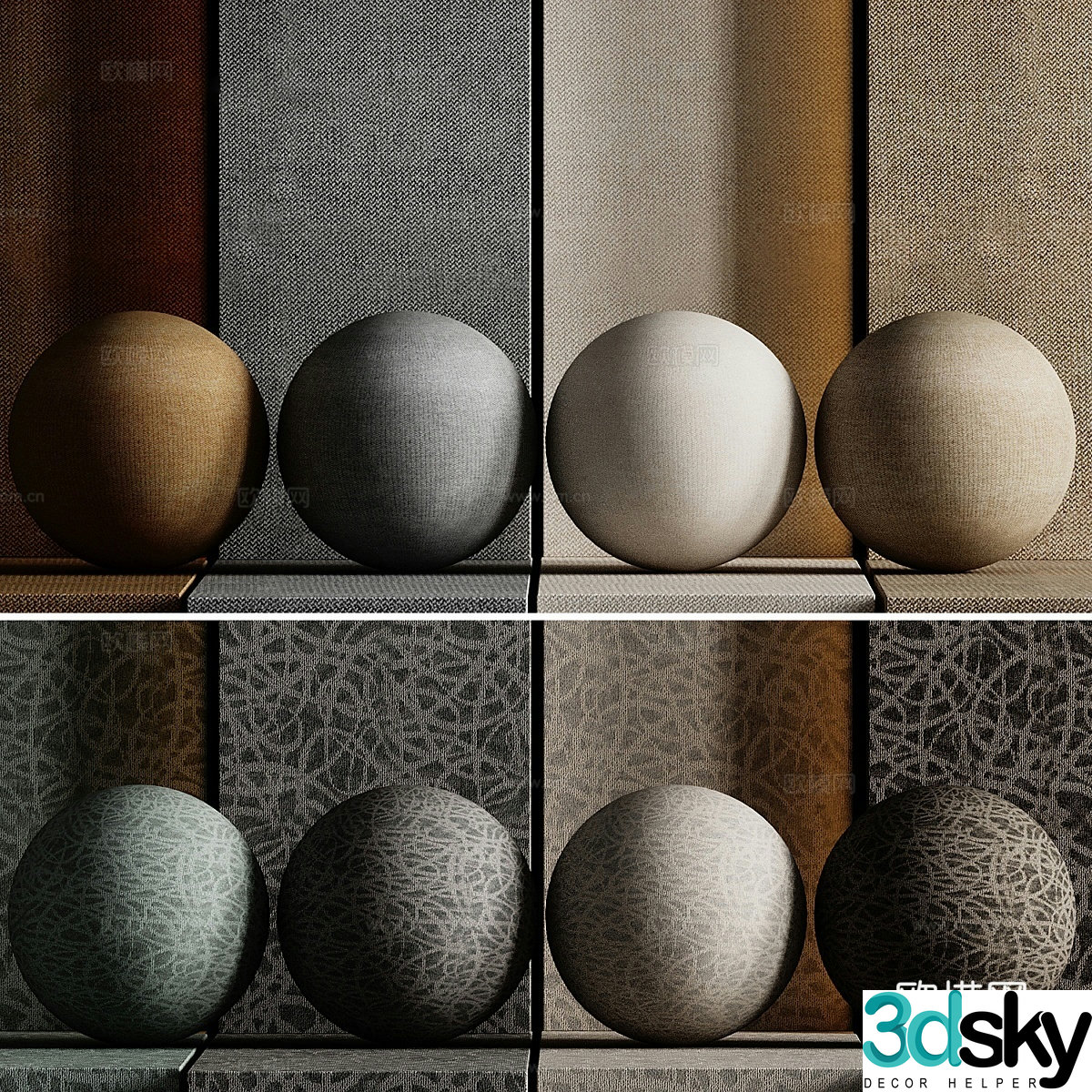 New Chinese style wall cloth wallpaper wall cloth material 3D model