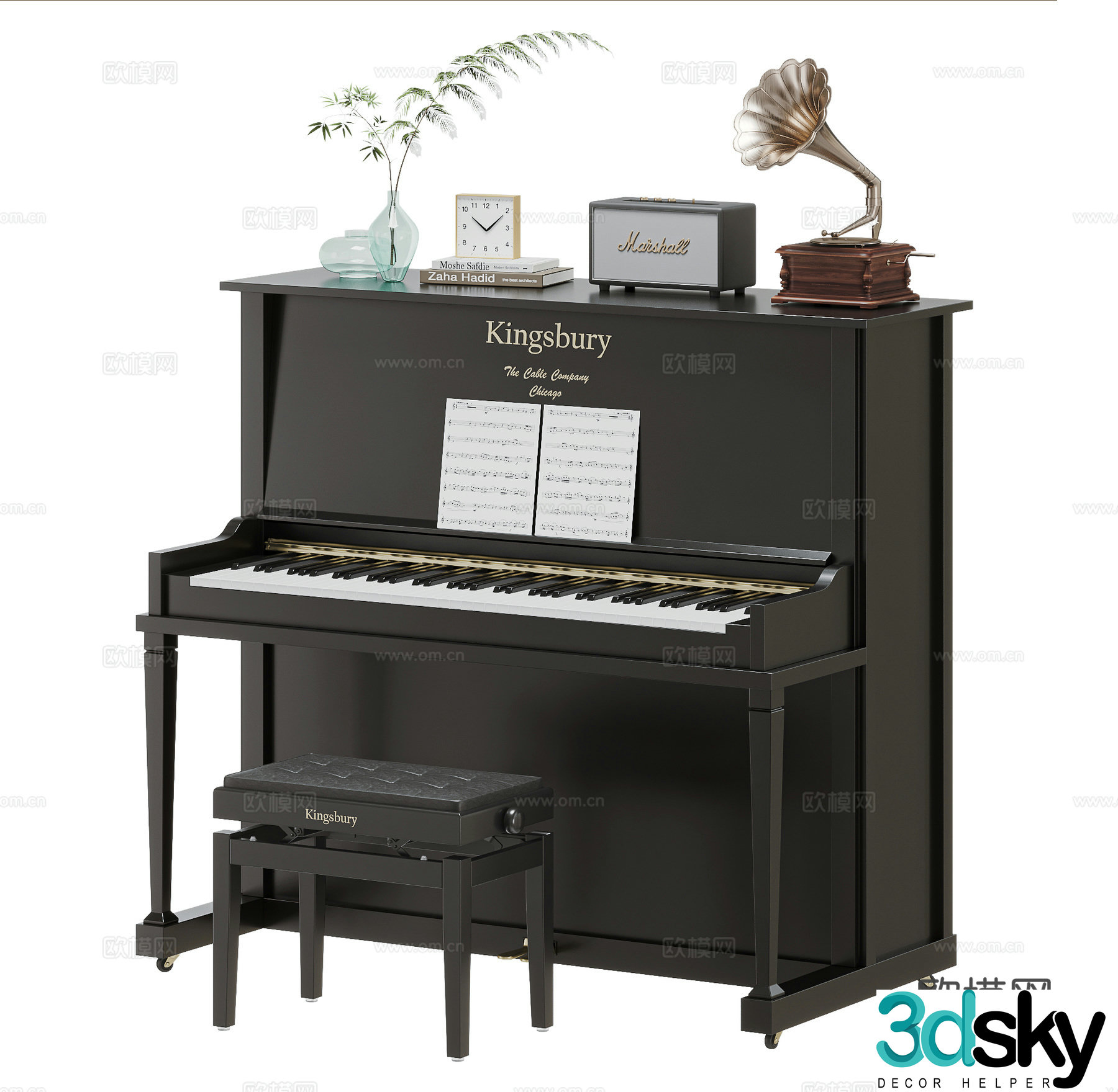 Modern piano phonograph audio ornament 3d model
