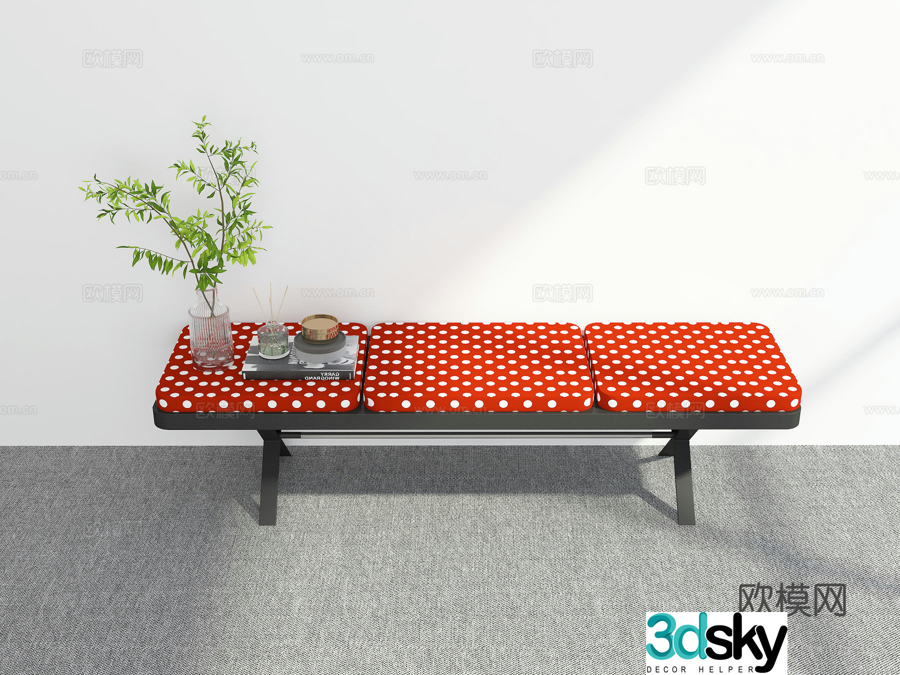 Modern bed stool 3d model