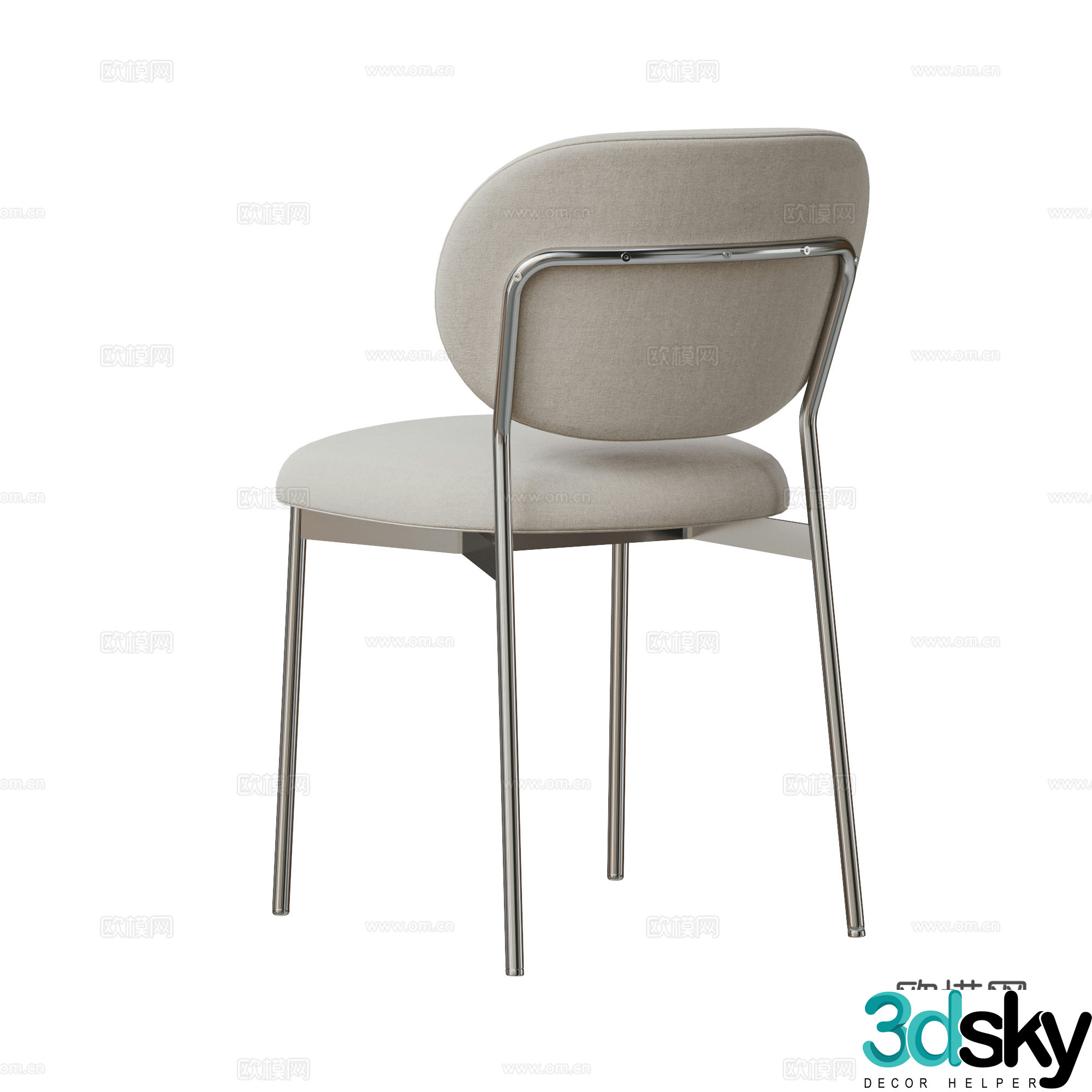 Modern cream style dining chair Single chair Fabric dining chair Stainless steel dining chair 3d model