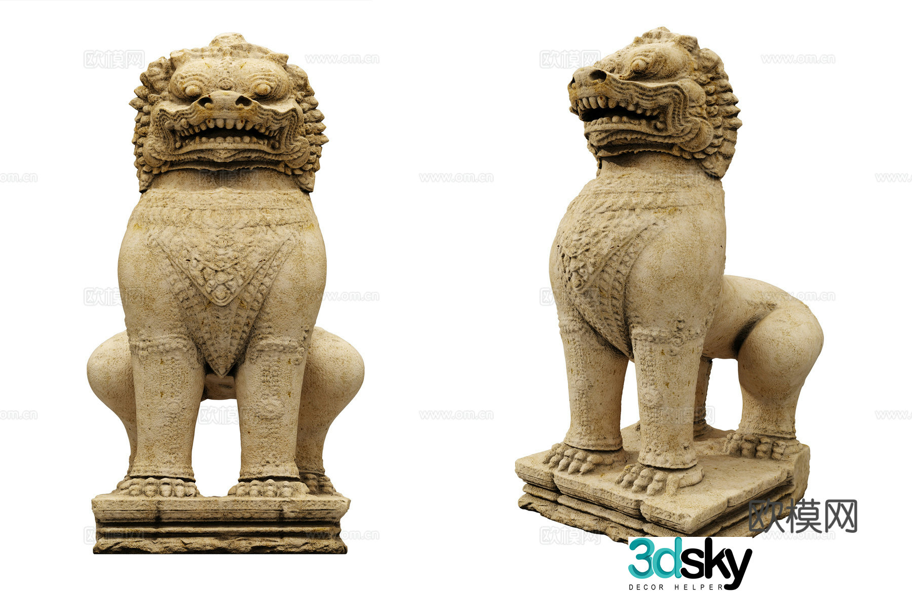 Modern statue Sculpture Stone lion Stone lion Southeast Asian style Stone lion Stone statue 3d model