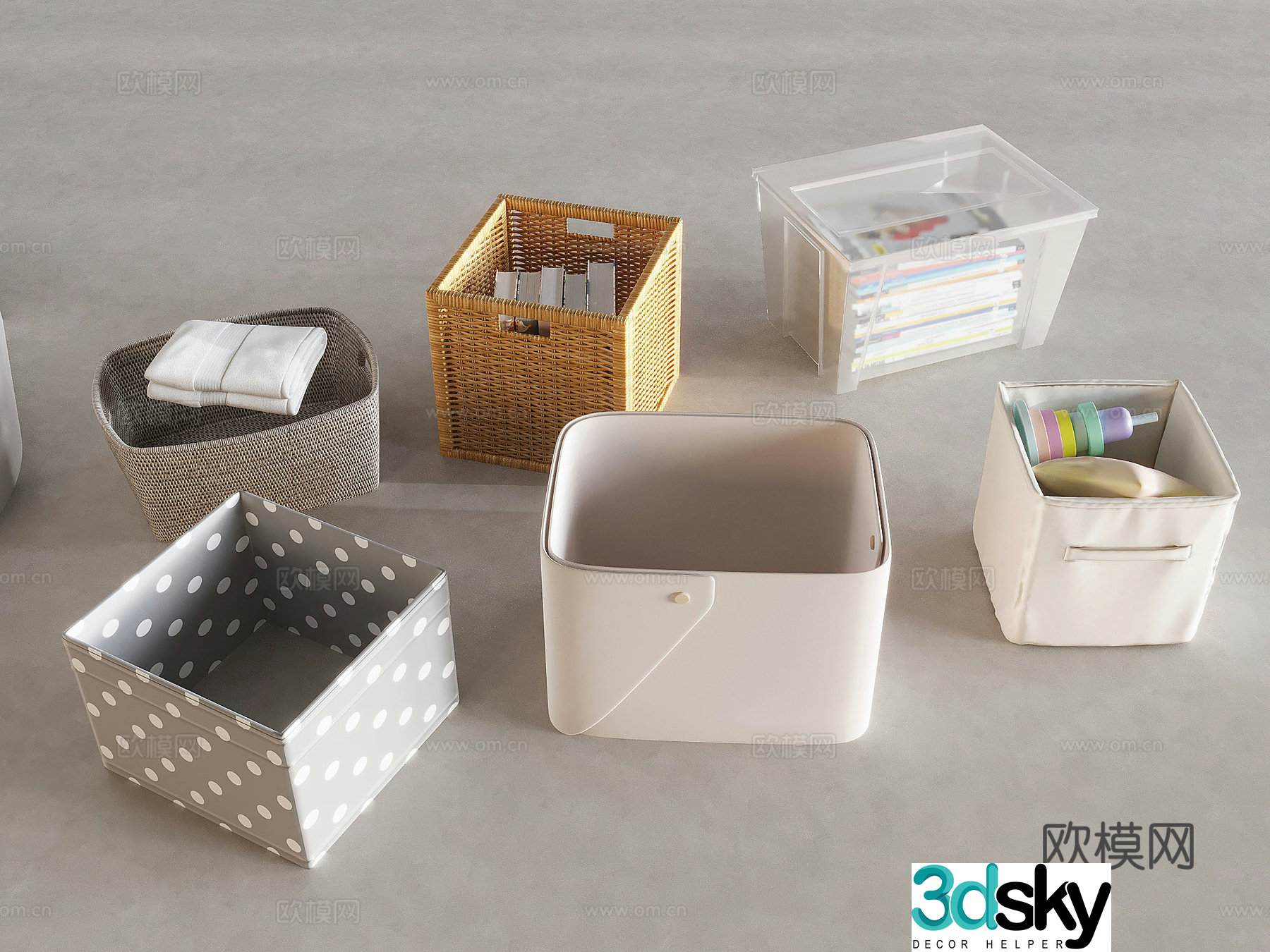 Storage box Organizing box Office storage box Rattan storage basket storage basket 3D model